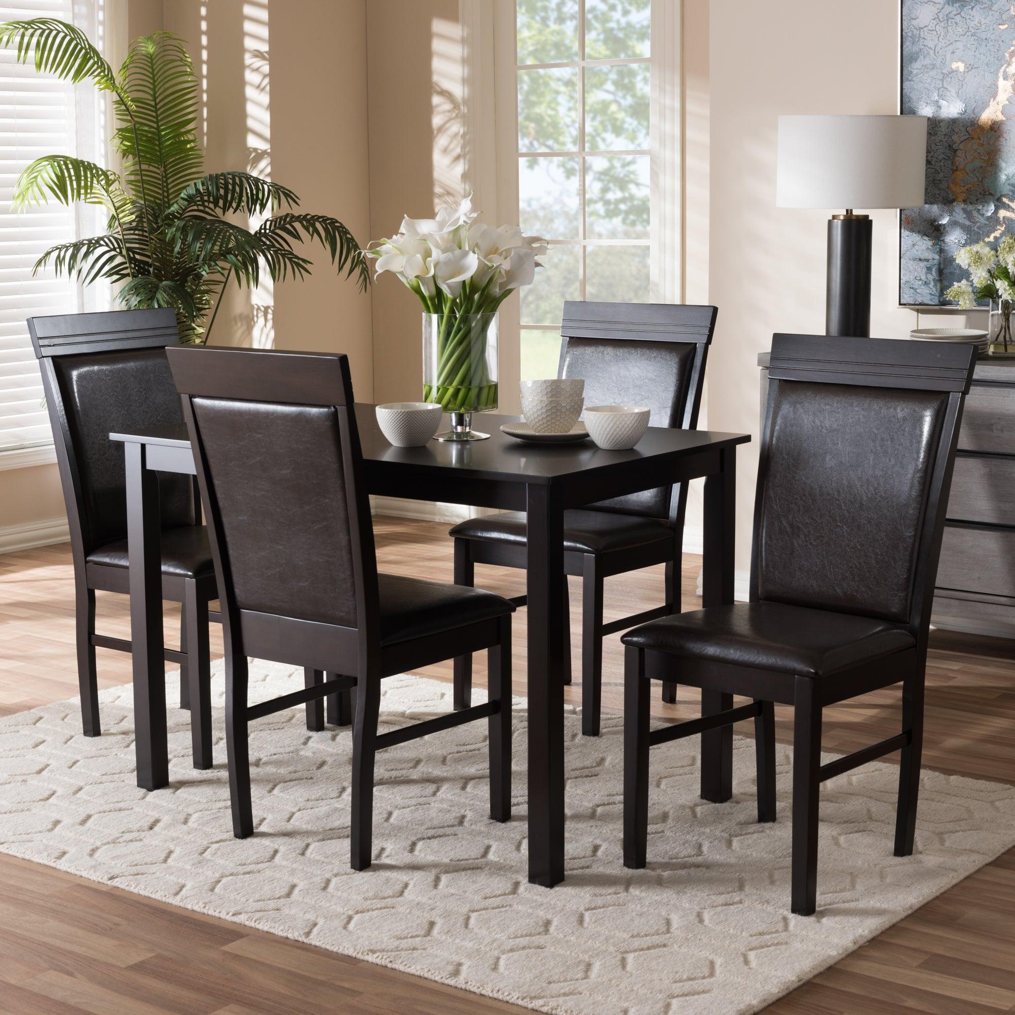 Thea Modern and Contemporary Faux Leather Upholstered 5-Piece Dining Set