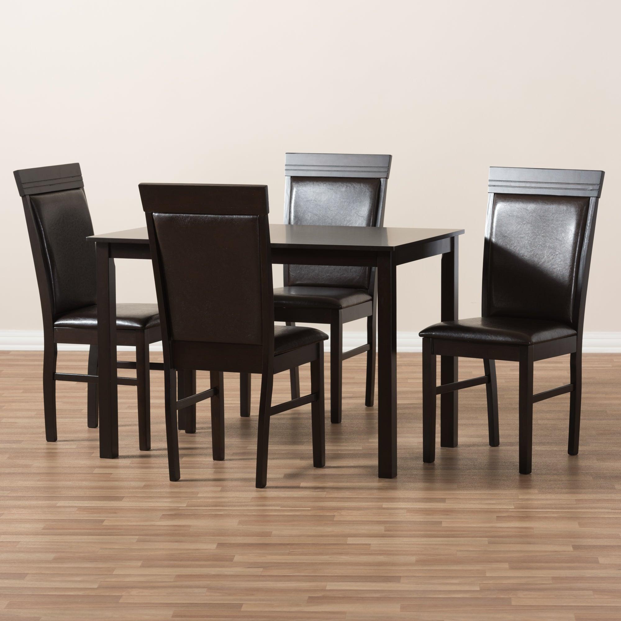 Thea Modern and Contemporary Faux Leather Upholstered 5-Piece Dining Set