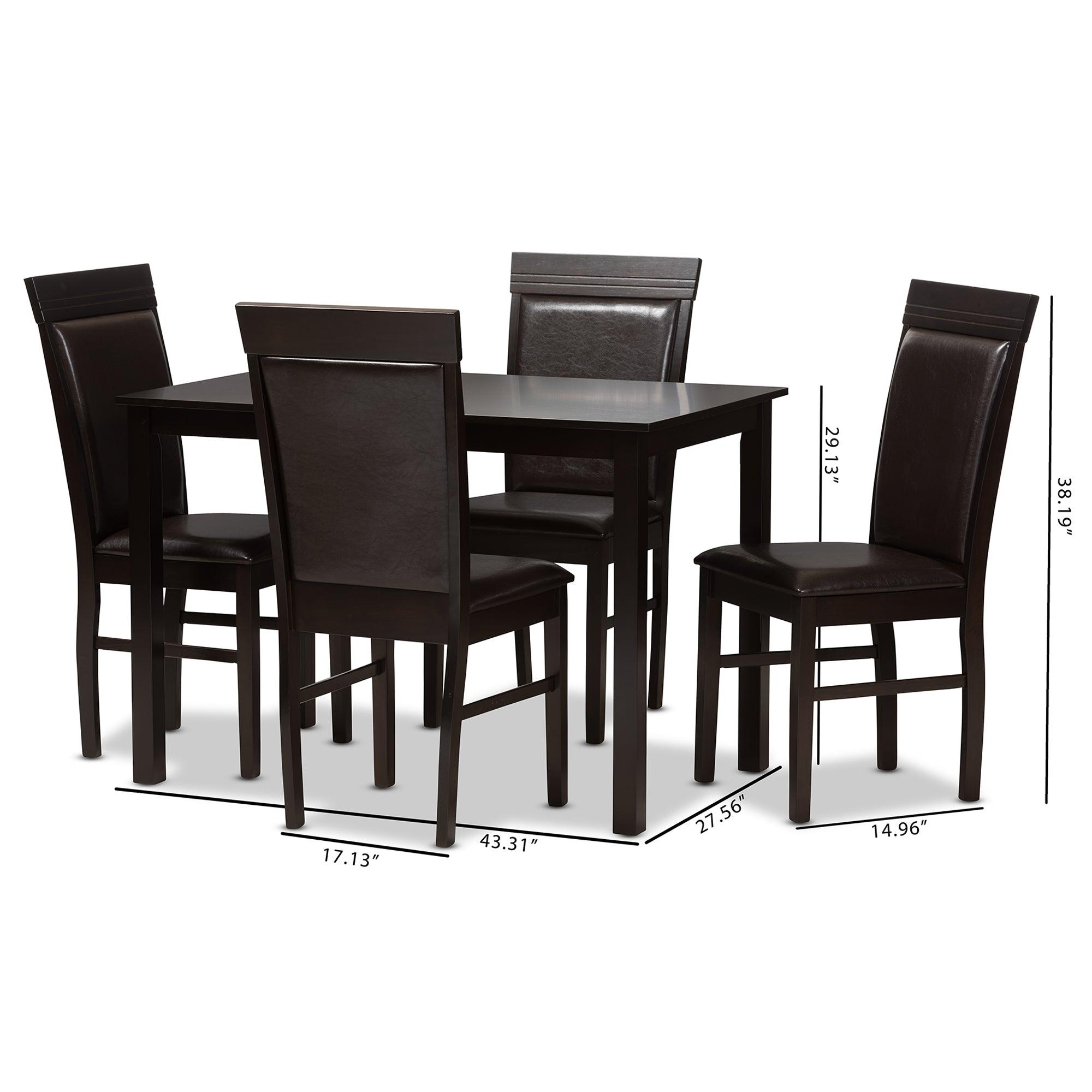 Thea Modern and Contemporary Faux Leather Upholstered 5-Piece Dining Set