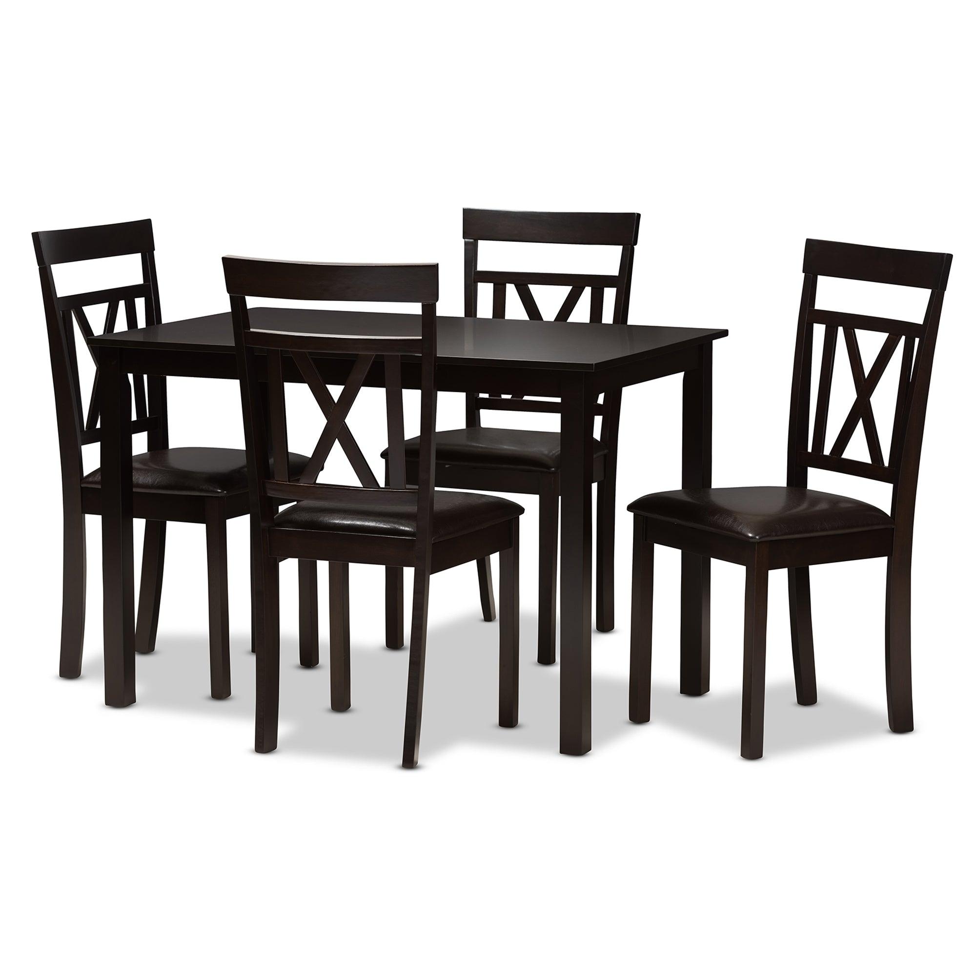 Rosie Modern and Contemporary Faux Leather Upholstered 5-Piece Dining Set