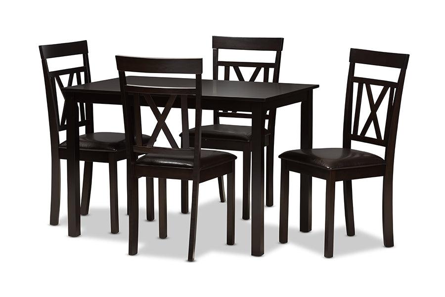 Rosie Modern and Contemporary Faux Leather Upholstered 5-Piece Dining Set