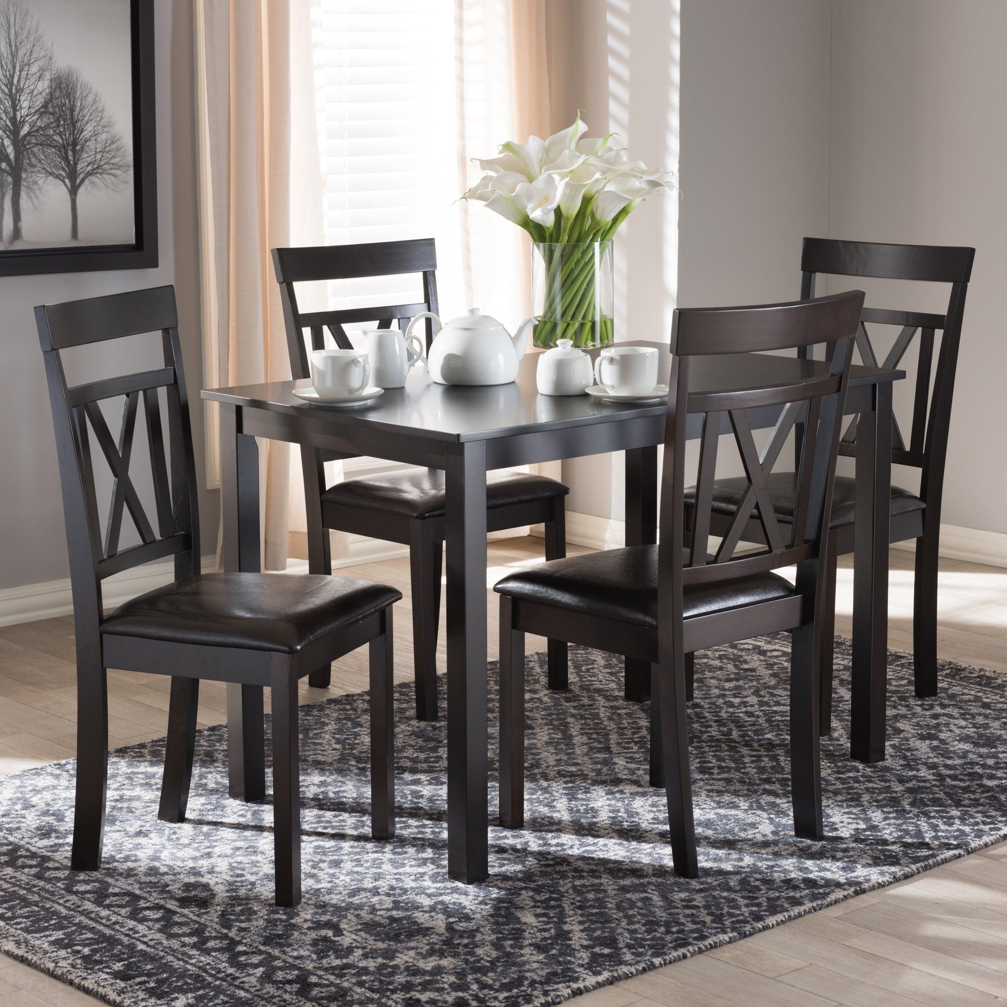 Rosie Modern and Contemporary Faux Leather Upholstered 5-Piece Dining Set