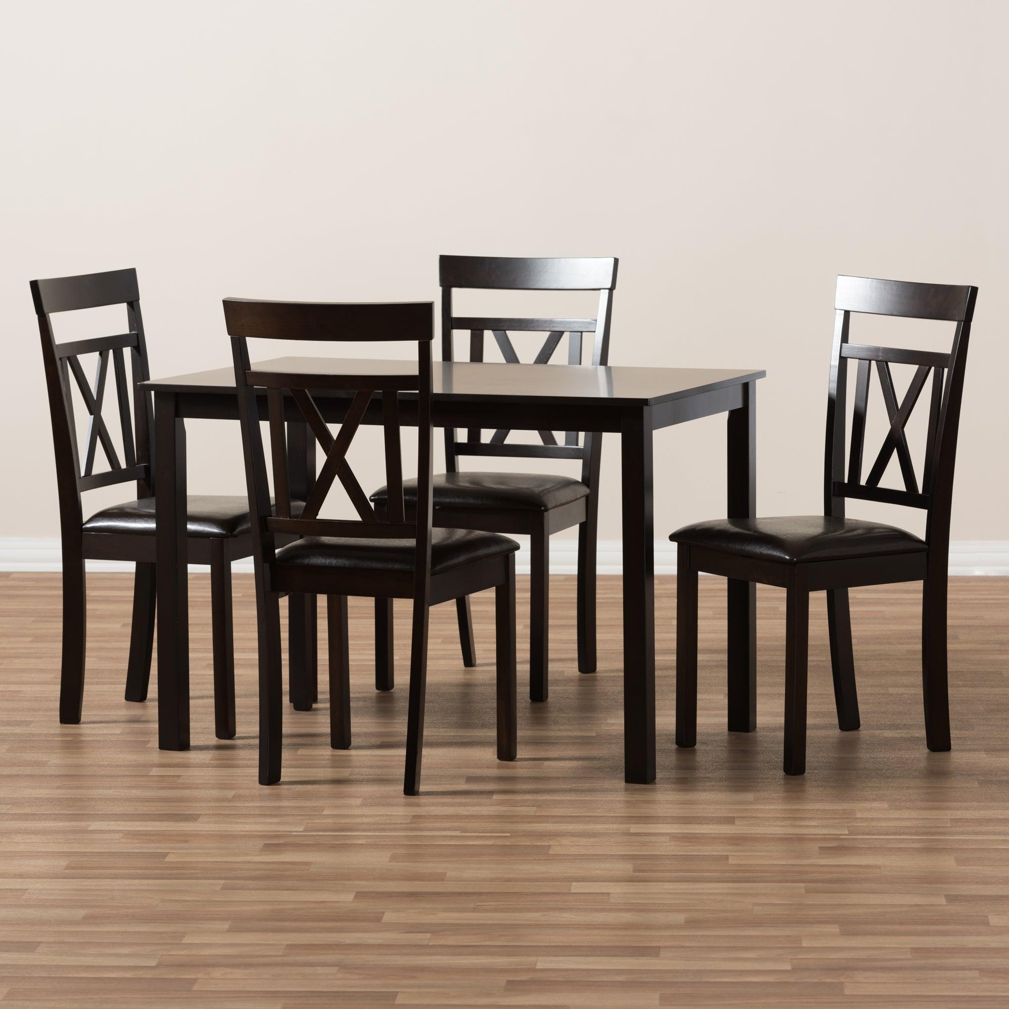 Rosie Modern and Contemporary Faux Leather Upholstered 5-Piece Dining Set