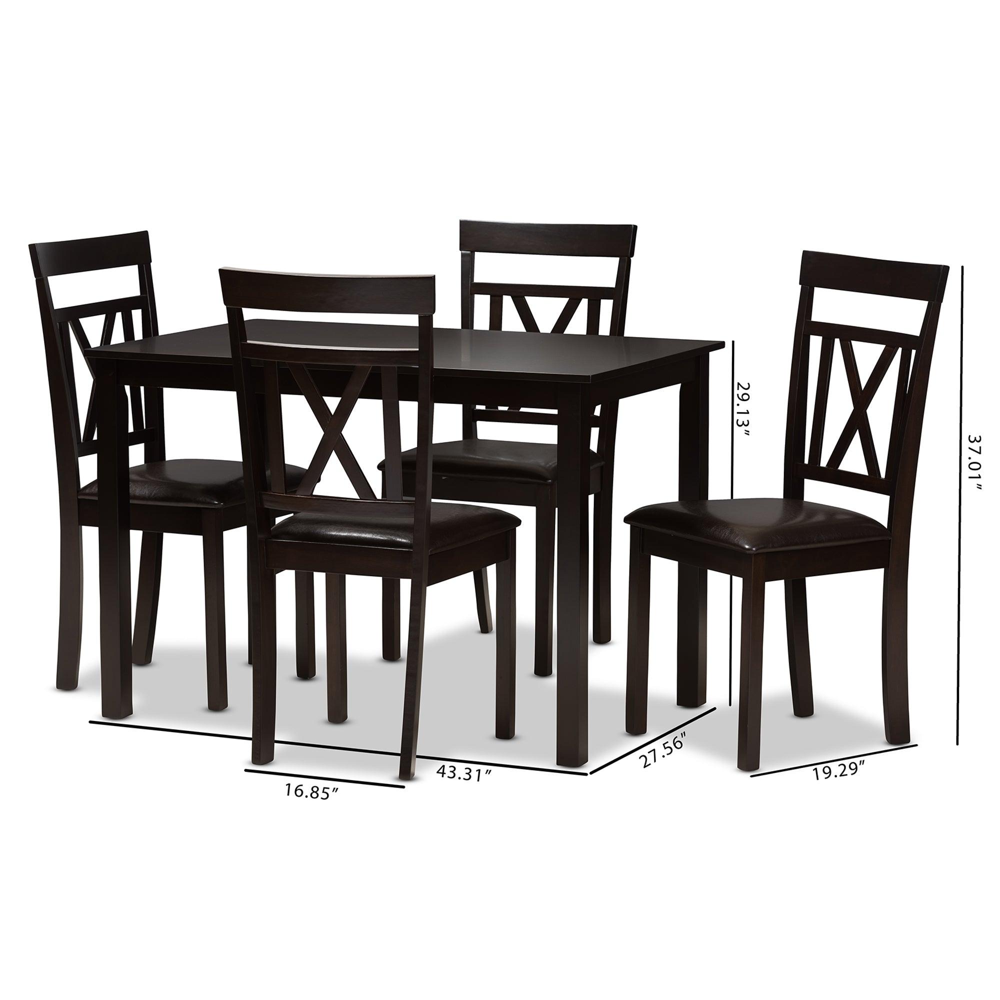 Rosie Modern and Contemporary Faux Leather Upholstered 5-Piece Dining Set