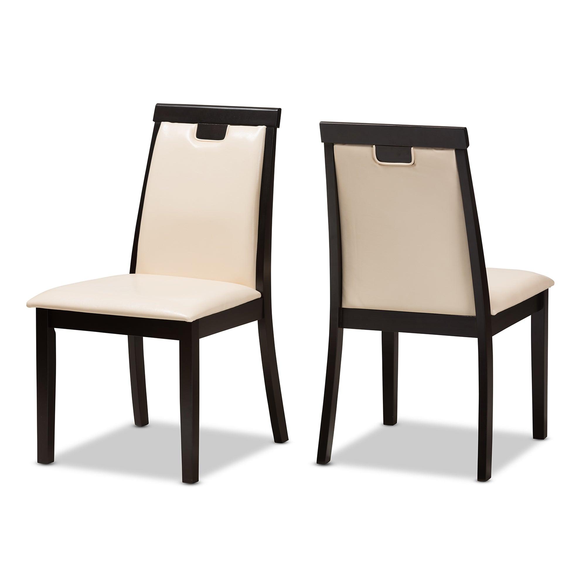 Evelyn Modern and Contemporary Faux Leather Upholstered and Finished Dining Chair (Set of 2)