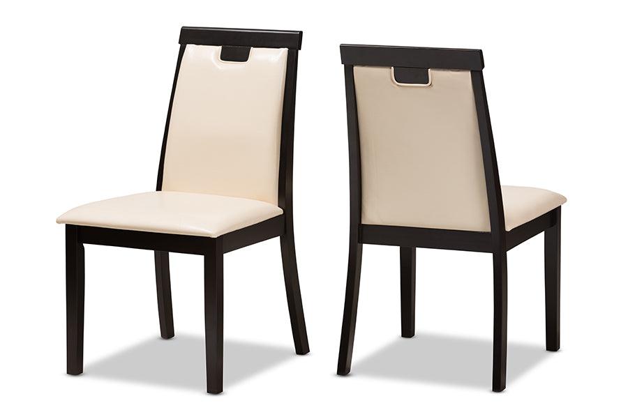 Evelyn Modern and Contemporary Faux Leather Upholstered and Finished Dining Chair (Set of 2)