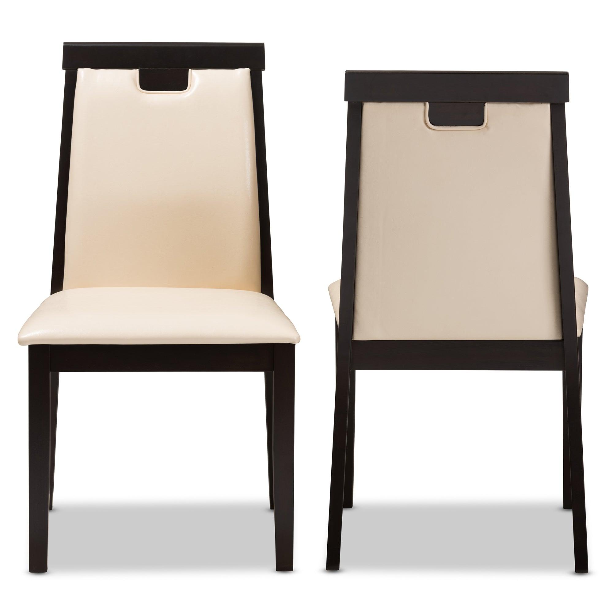 Evelyn Modern and Contemporary Faux Leather Upholstered and Finished Dining Chair (Set of 2)