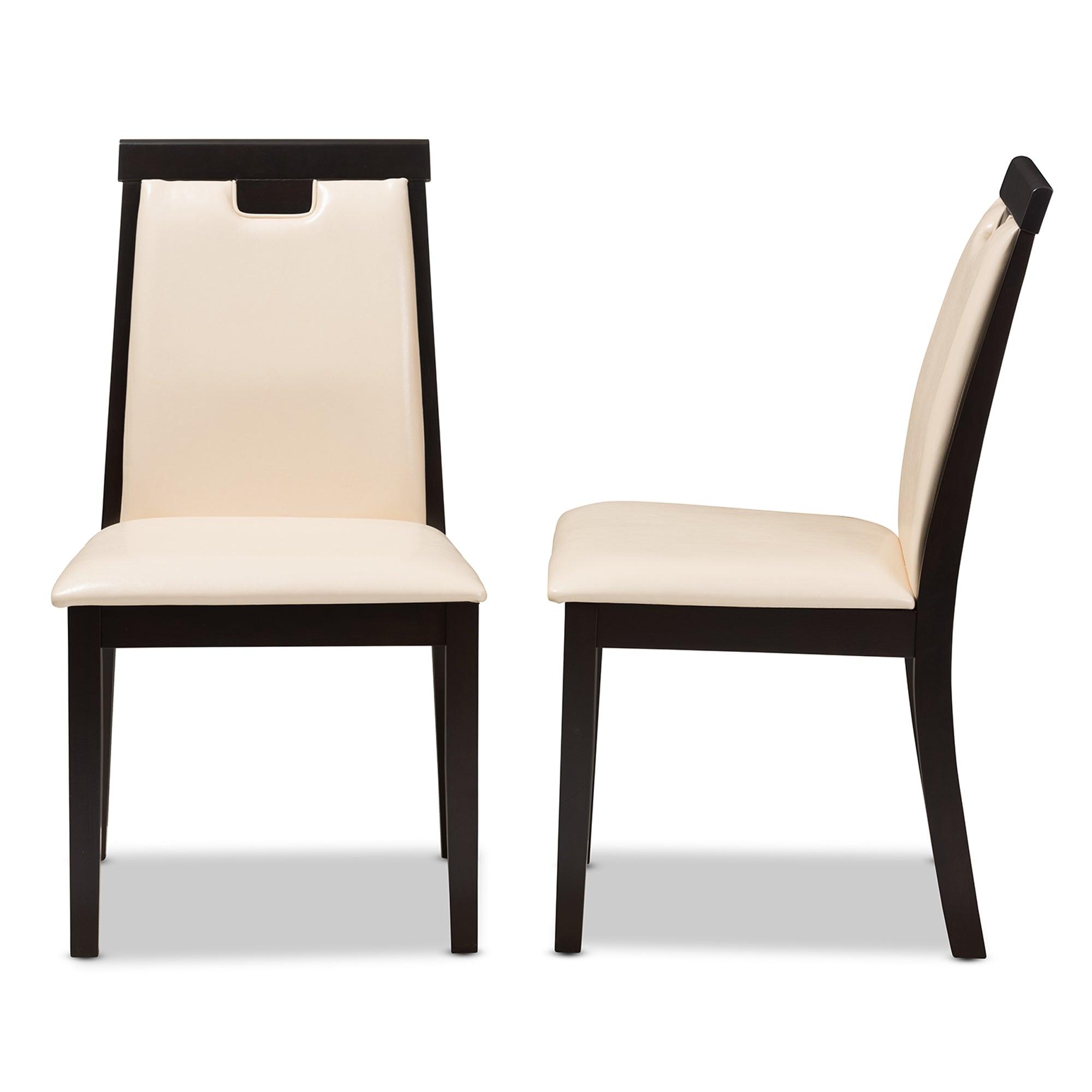 Evelyn Modern and Contemporary Faux Leather Upholstered and Finished Dining Chair (Set of 2)