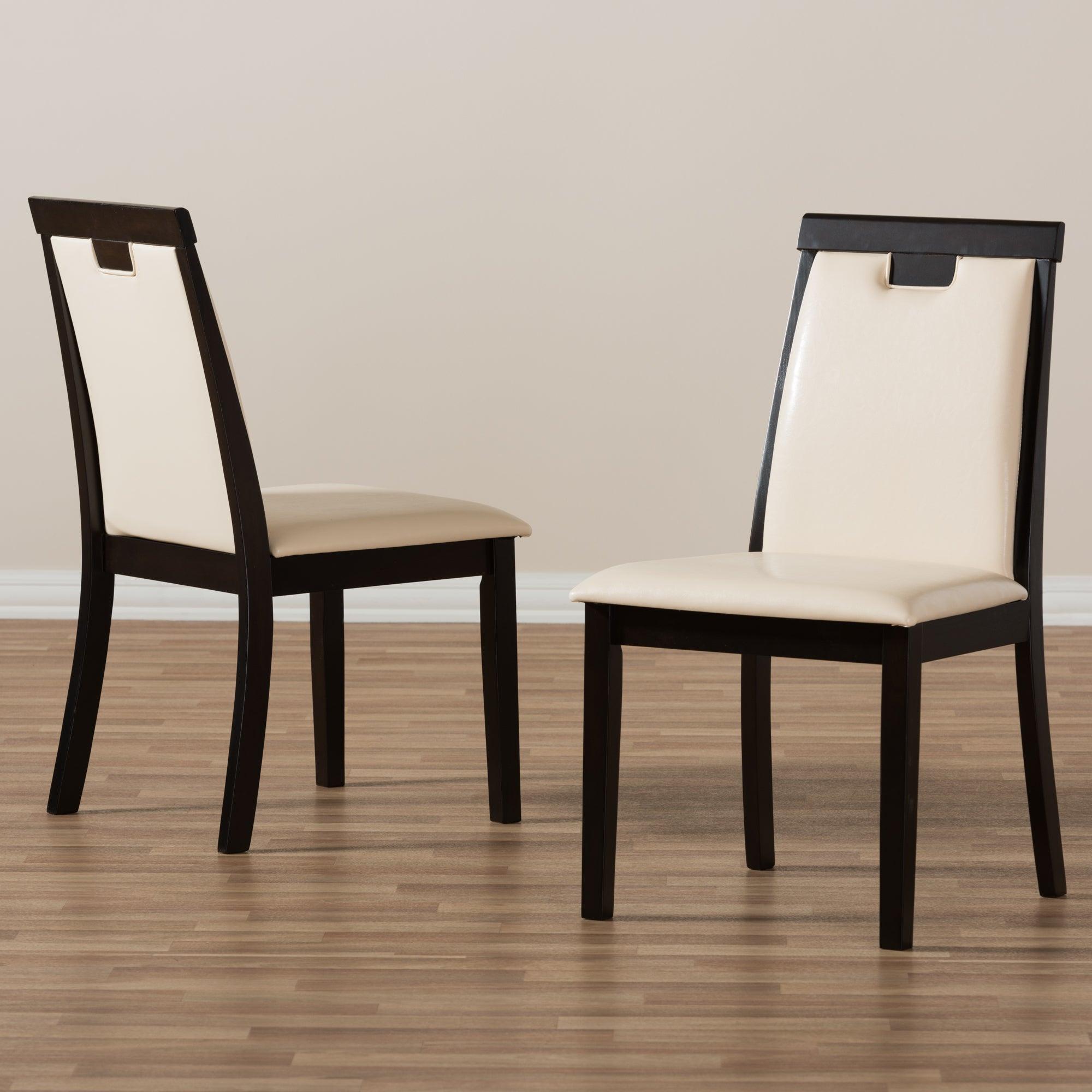 Evelyn Modern and Contemporary Faux Leather Upholstered and Finished Dining Chair (Set of 2)