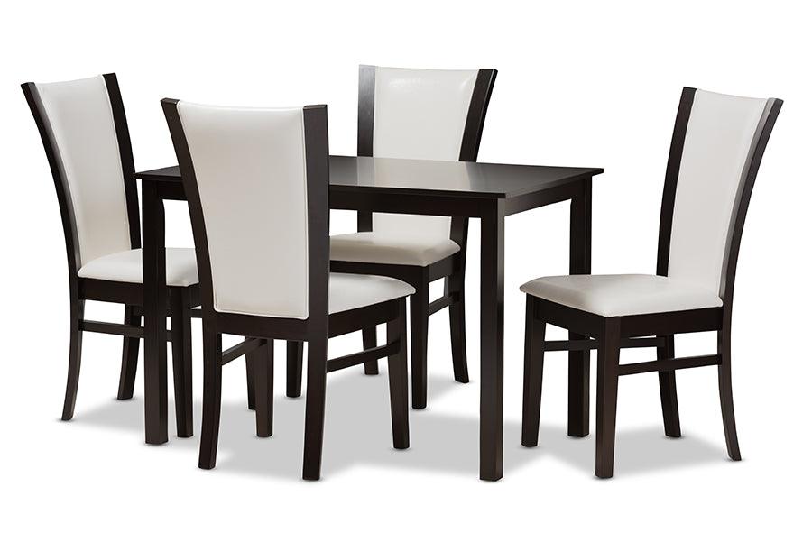 Adley Modern and Contemporary 5-Piece Finished Faux Leather Dining Set