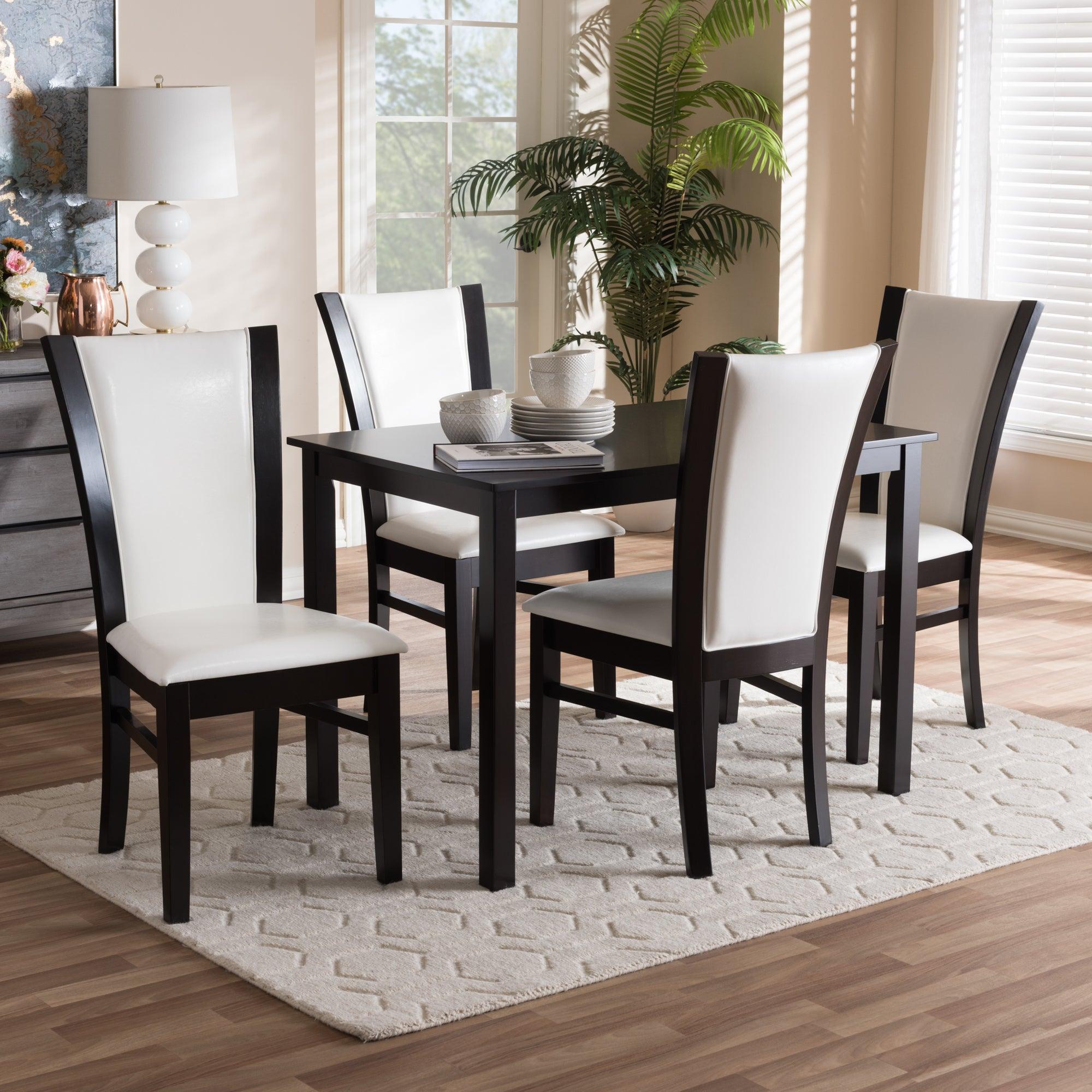 Adley Modern and Contemporary 5-Piece Finished Faux Leather Dining Set