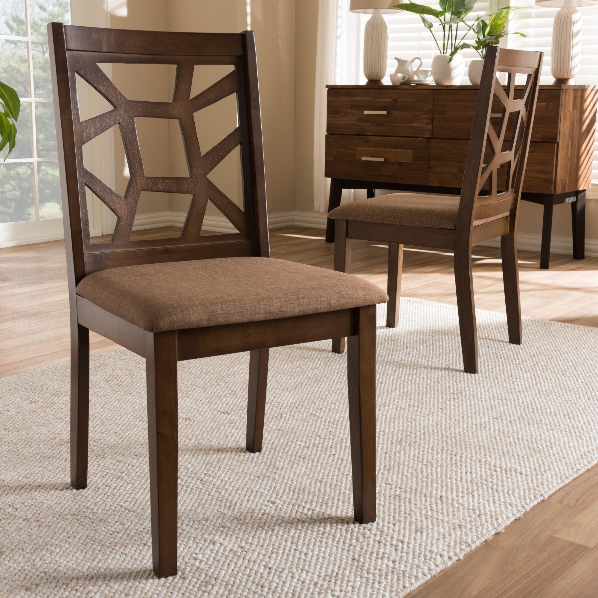 Abilene Mid-Century Light Fabric Upholstered and Finished Dining Chair (Set of 2)