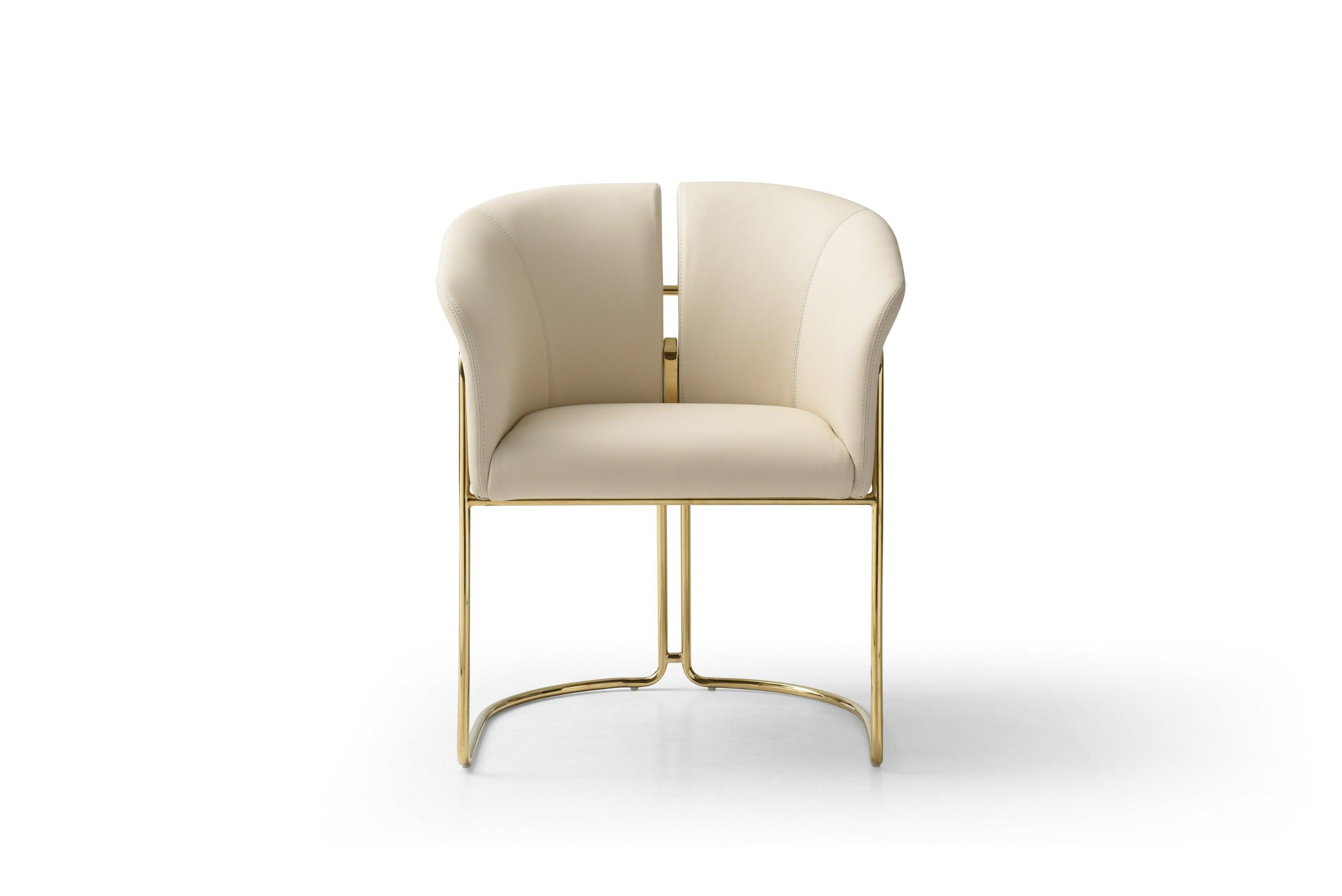 Modrest Renfew Modern Vegan Leather Champagne Dining Chair