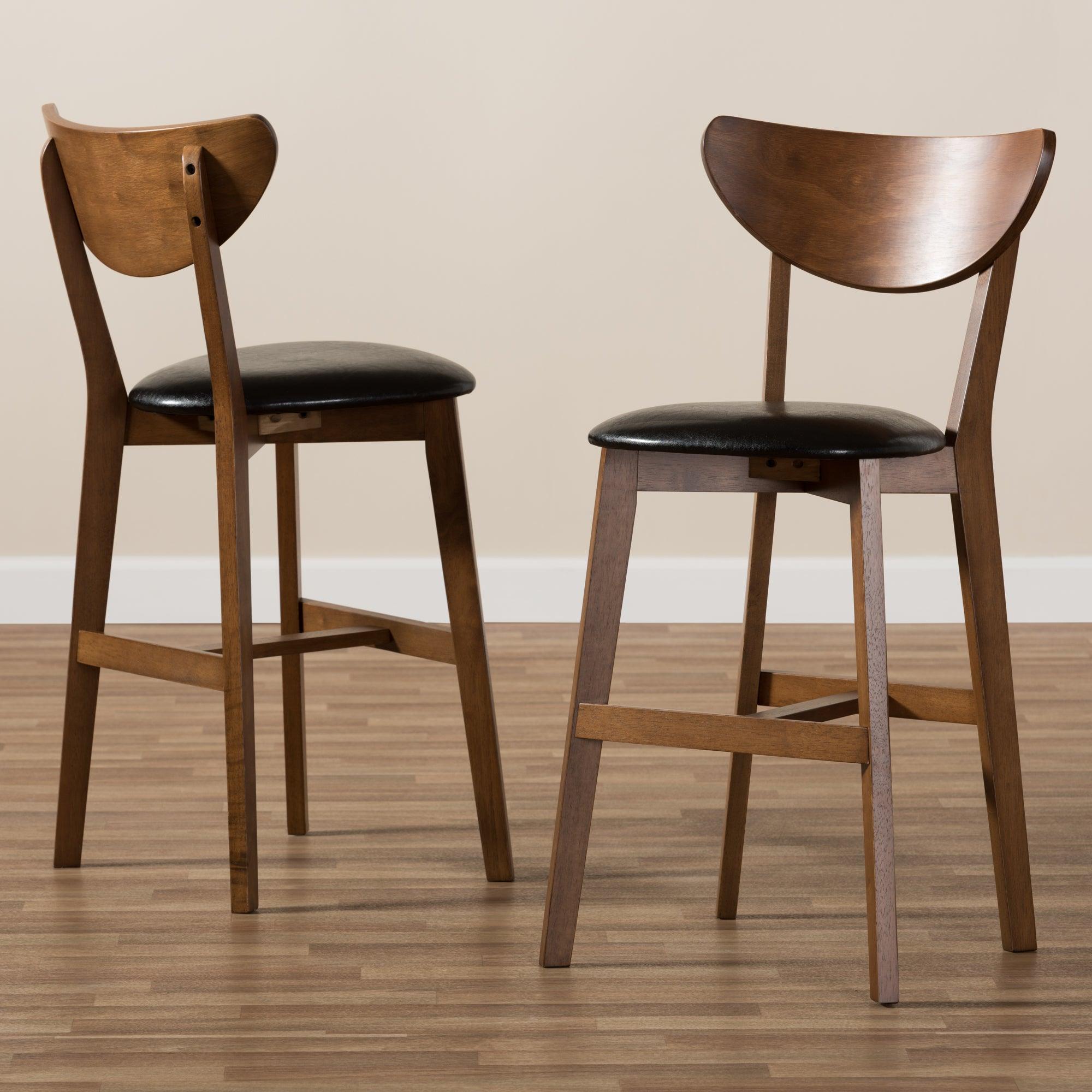 Eline Mid-Century Modern Faux Leather Upholstered Finished Counter Stool (Set of 2)