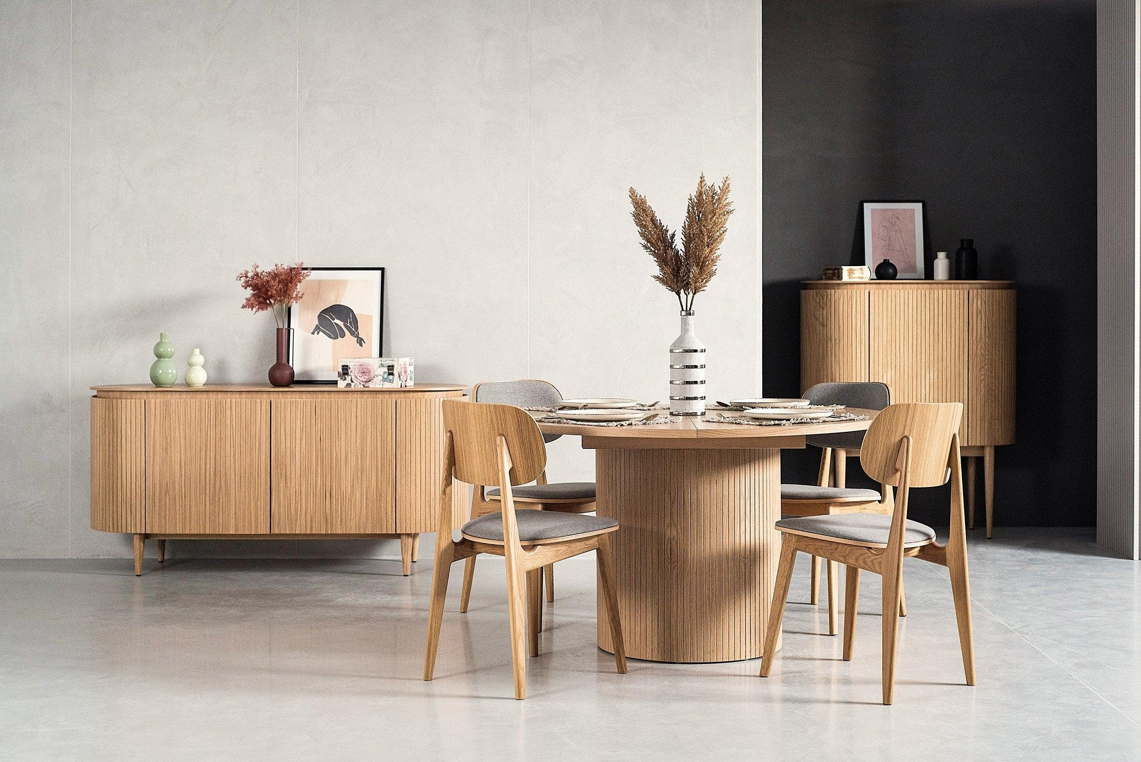 Modrest Miami Modern Natural Round Dining Table With Extension