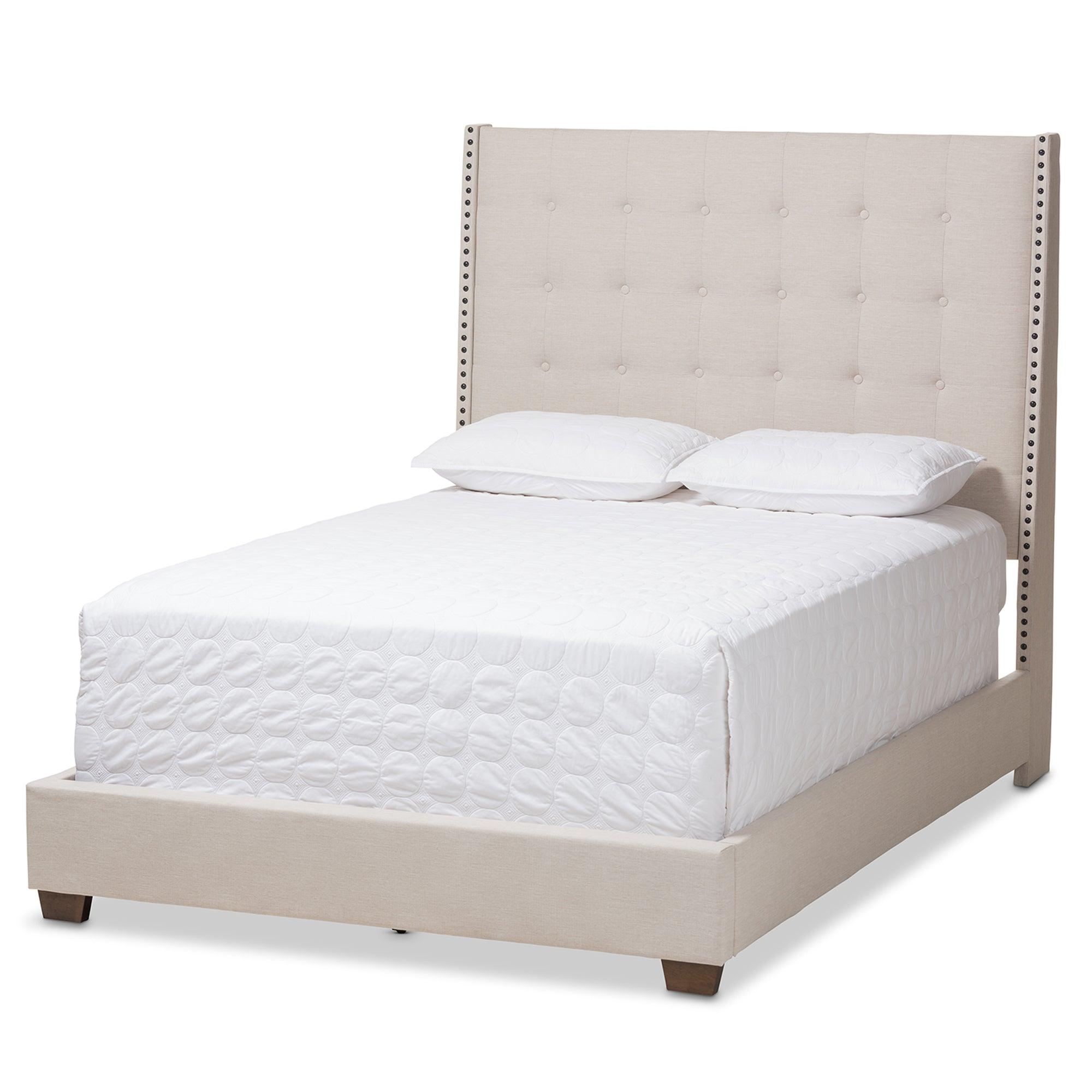 Georgette Modern and Contemporary Light Fabric Upholstered Bed