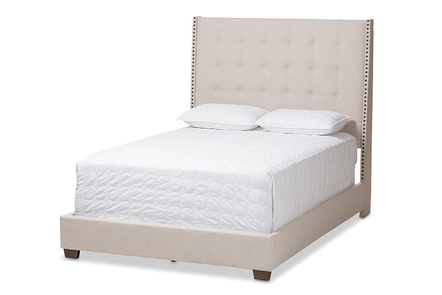 Georgette Modern and Contemporary Light Fabric Upholstered Bed