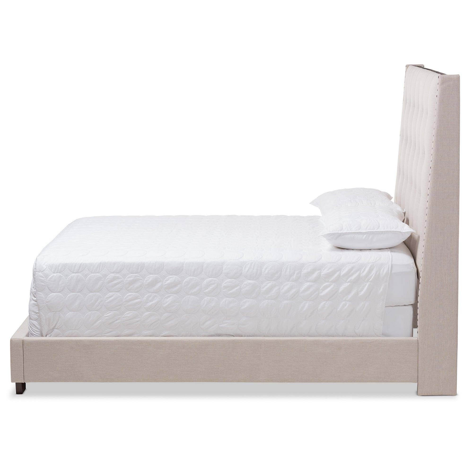 Georgette Modern and Contemporary Light Fabric Upholstered Bed