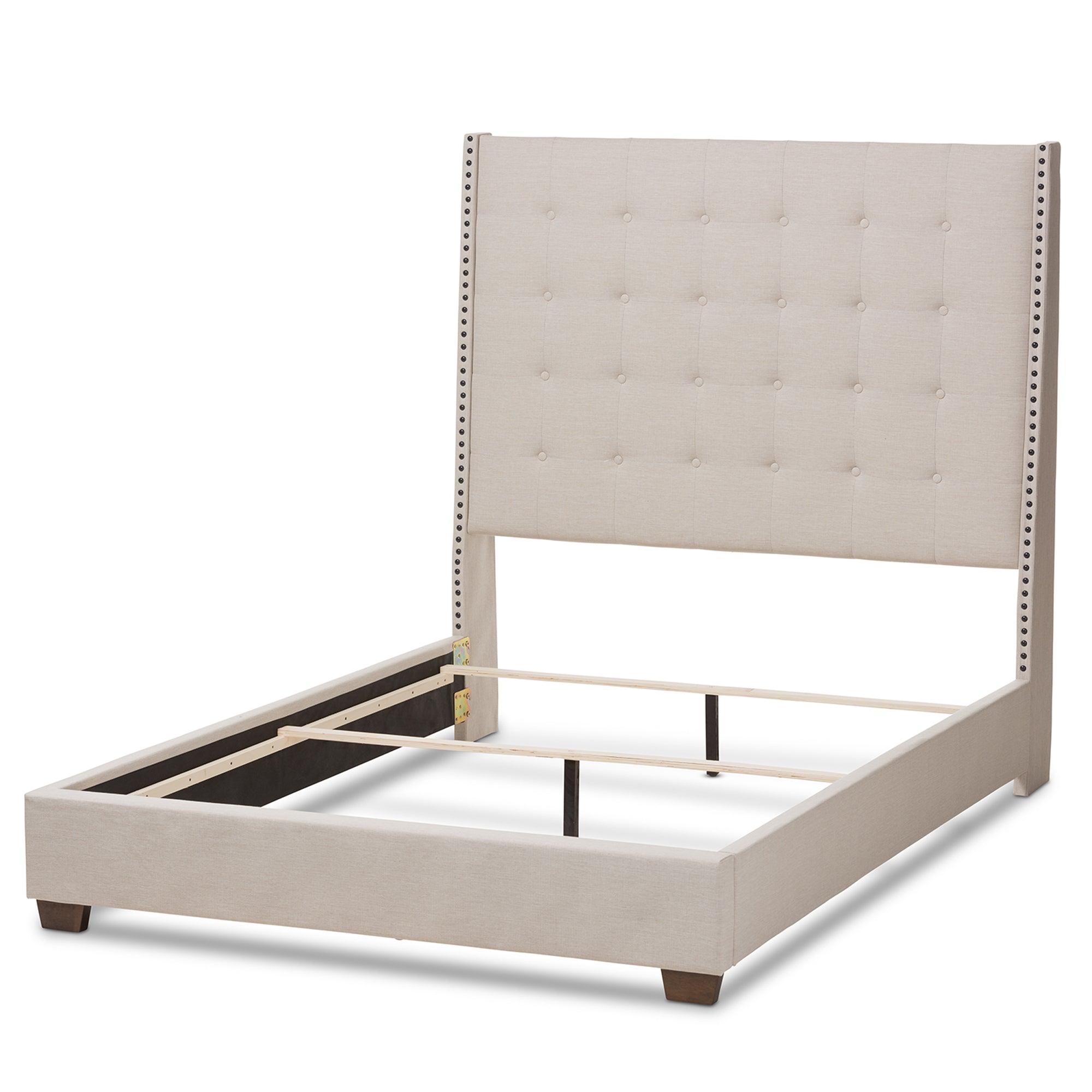 Georgette Modern and Contemporary Light Fabric Upholstered Bed