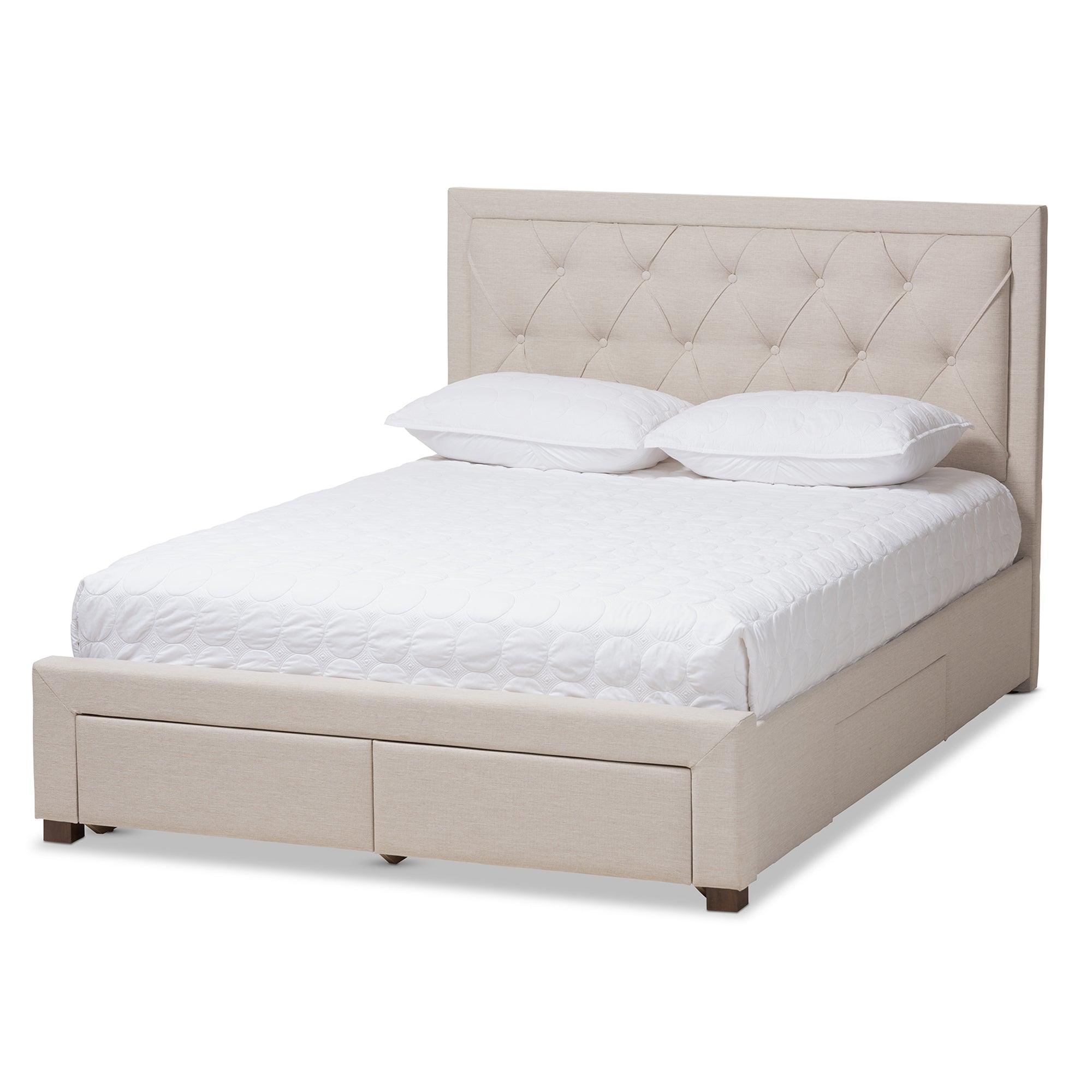 Aurelie Modern and Contemporary Light Fabric Upholstered Storage Bed