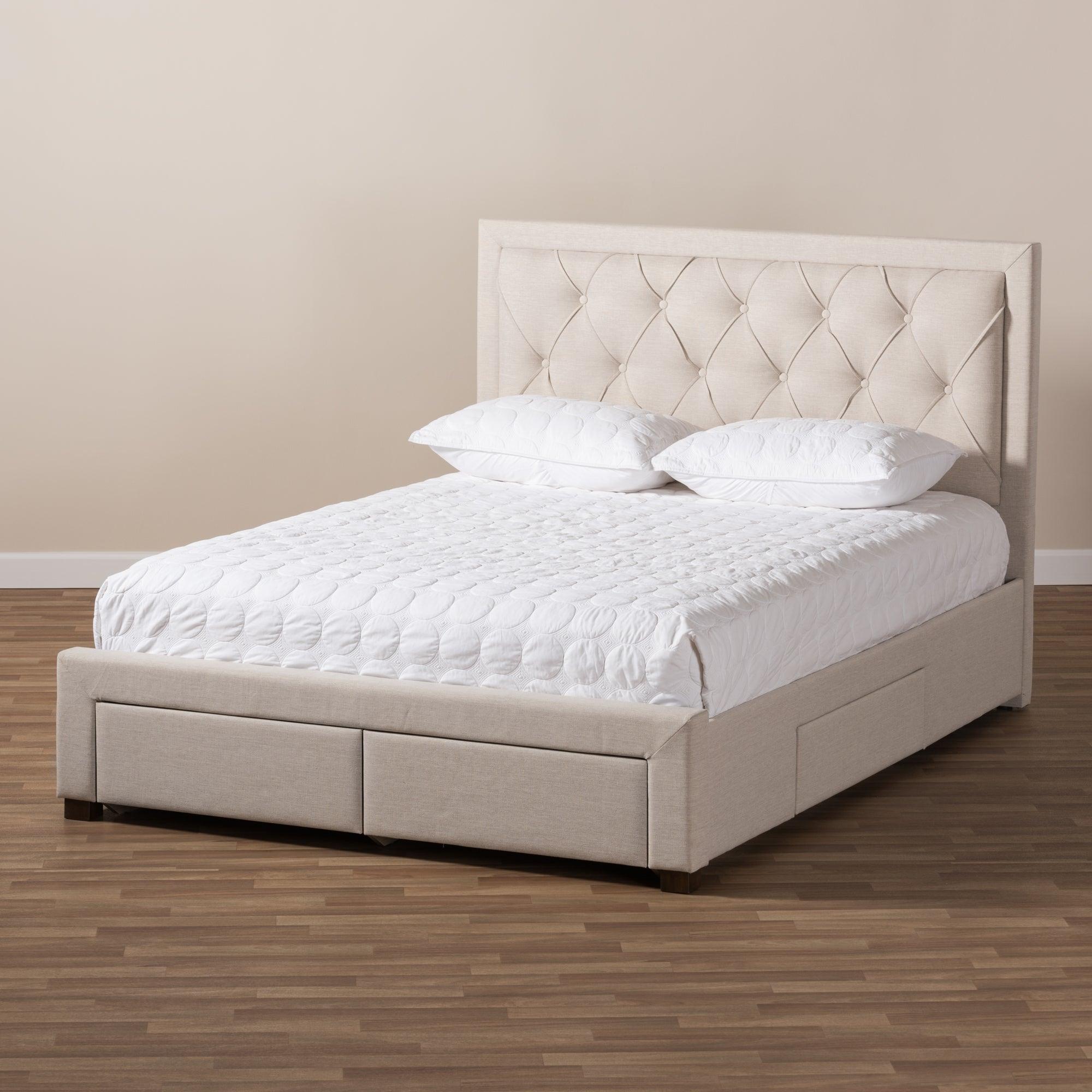 Aurelie Modern and Contemporary Light Fabric Upholstered Storage Bed