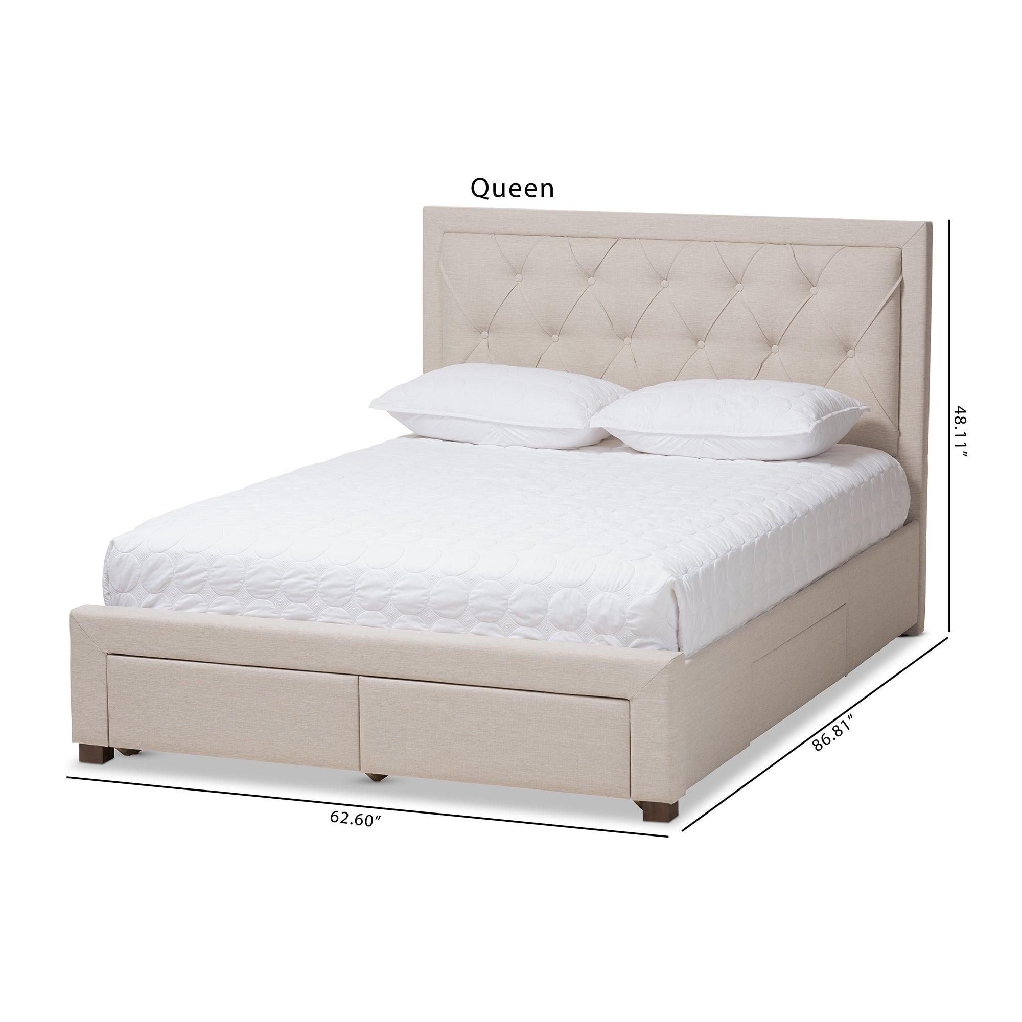 Aurelie Modern and Contemporary Light Fabric Upholstered Storage Bed