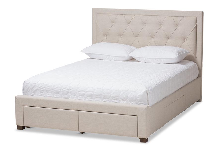 Aurelie Modern and Contemporary Light Fabric Upholstered Storage Bed