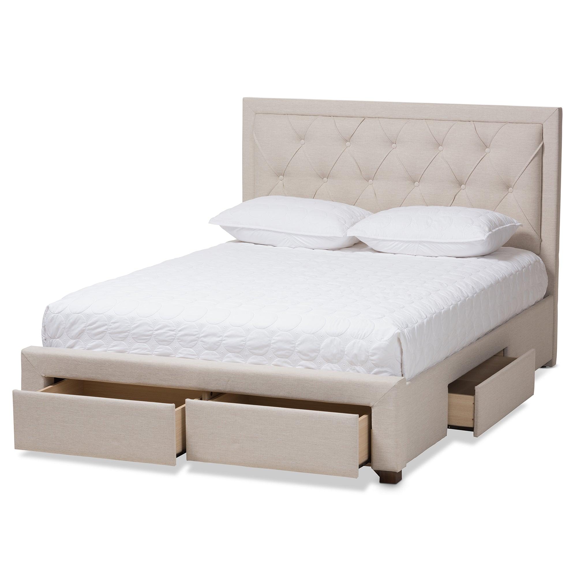 Aurelie Modern and Contemporary Light Fabric Upholstered Storage Bed