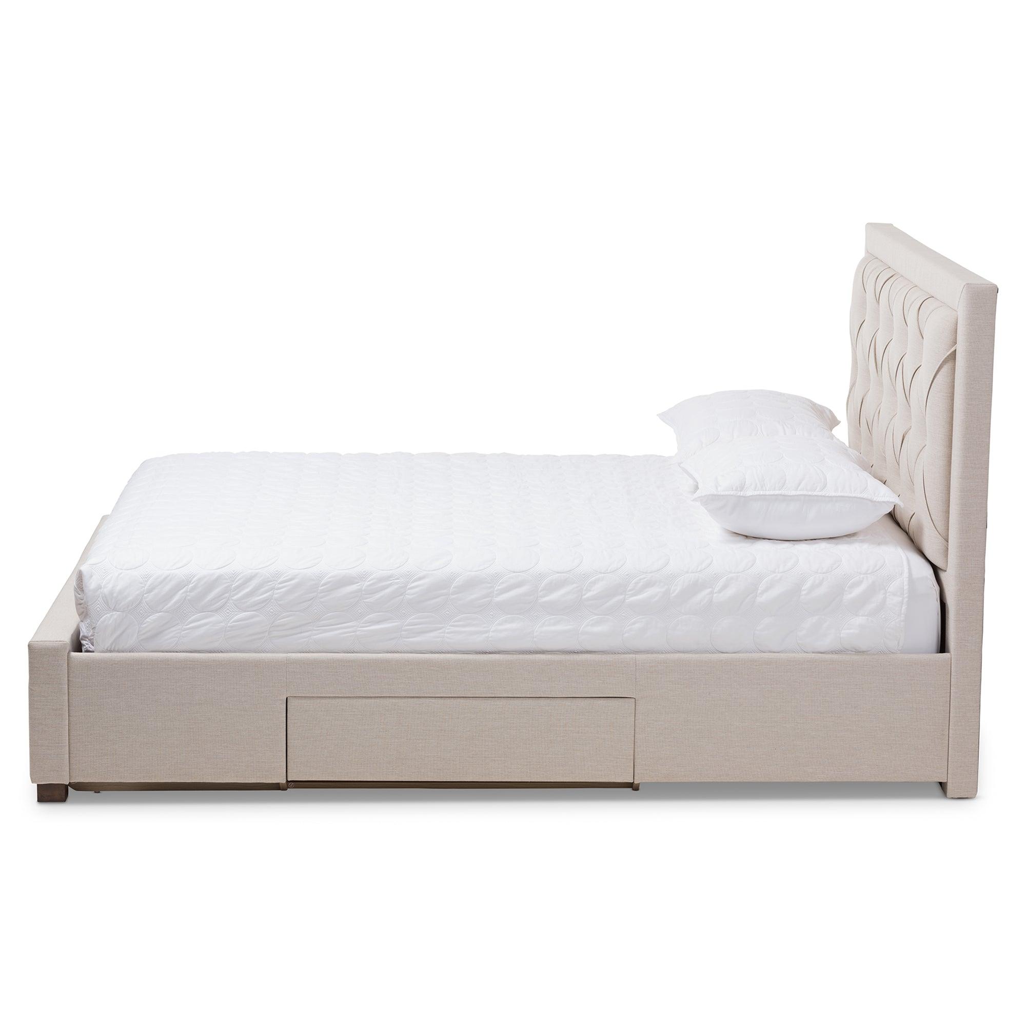 Aurelie Modern and Contemporary Light Fabric Upholstered Storage Bed