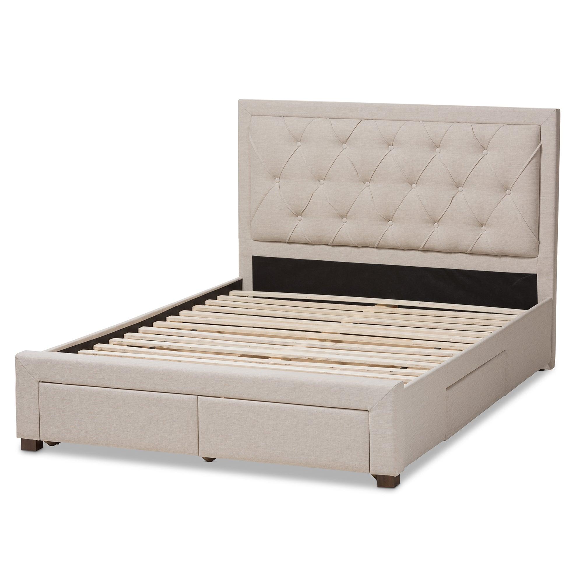 Aurelie Modern and Contemporary Light Fabric Upholstered Storage Bed