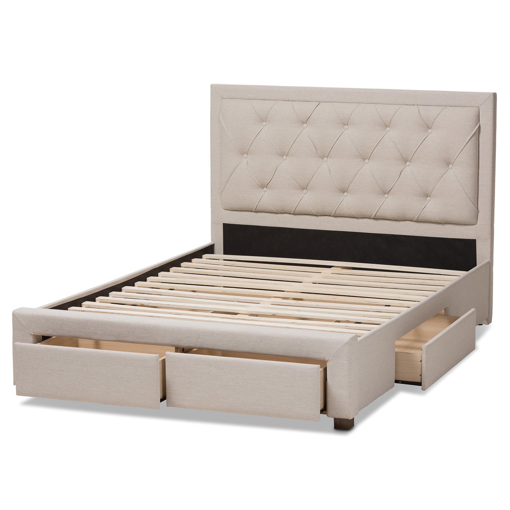 Aurelie Modern and Contemporary Light Fabric Upholstered Storage Bed