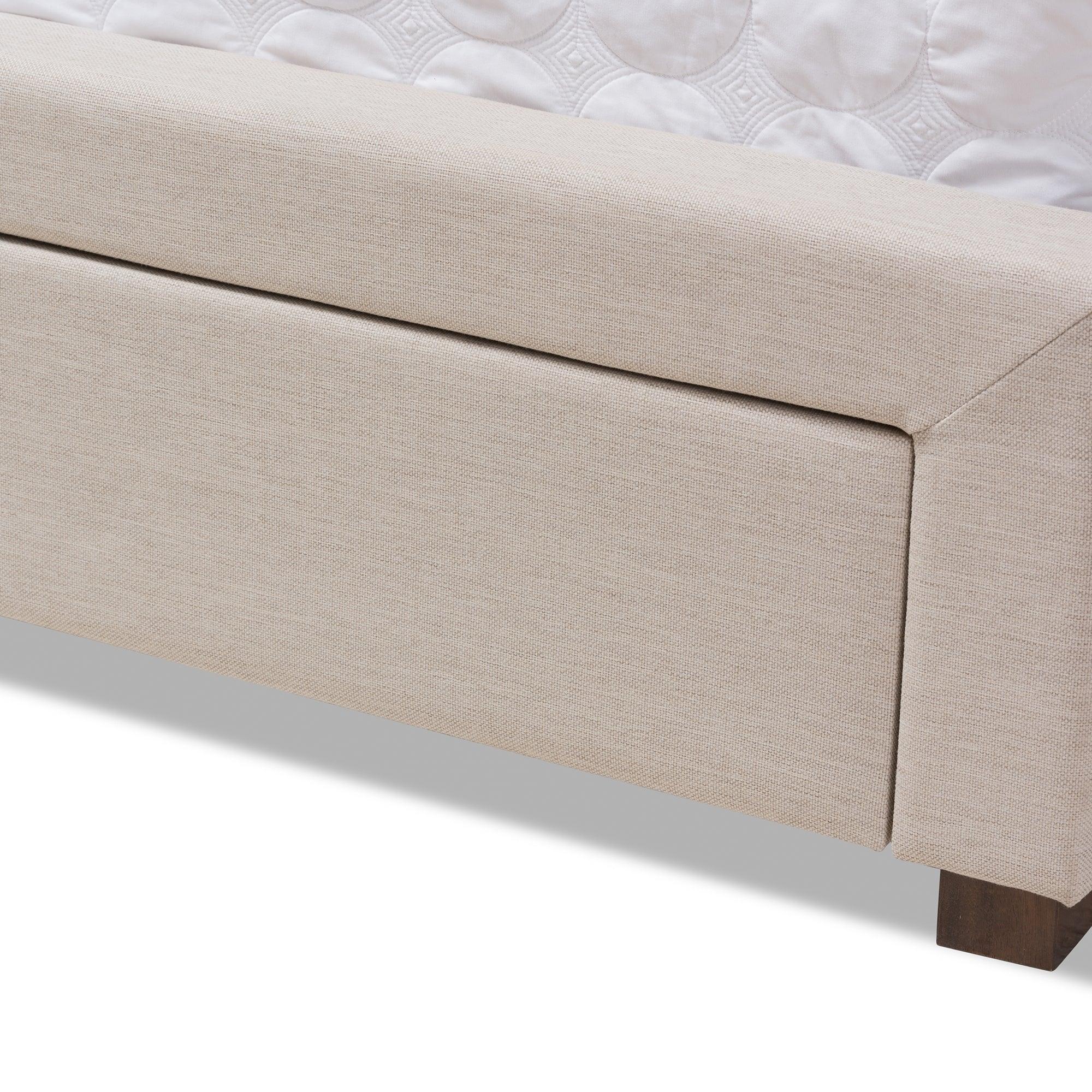 Aurelie Modern and Contemporary Light Fabric Upholstered Storage Bed