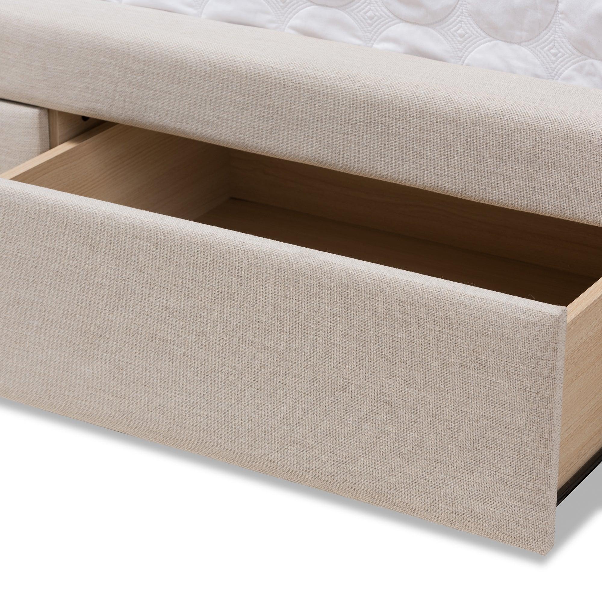 Aurelie Modern and Contemporary Light Fabric Upholstered Storage Bed