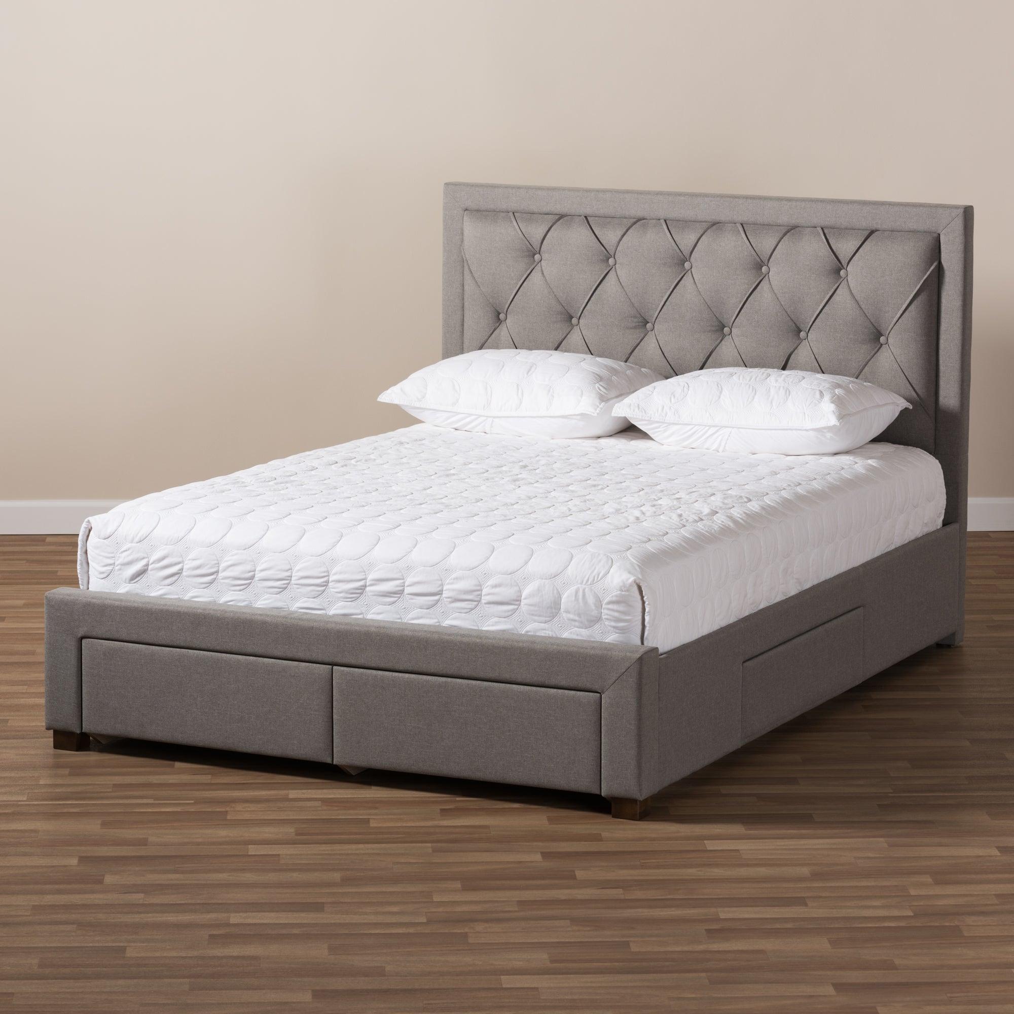 Aurelie Modern and Contemporary Light Fabric Upholstered Storage Bed