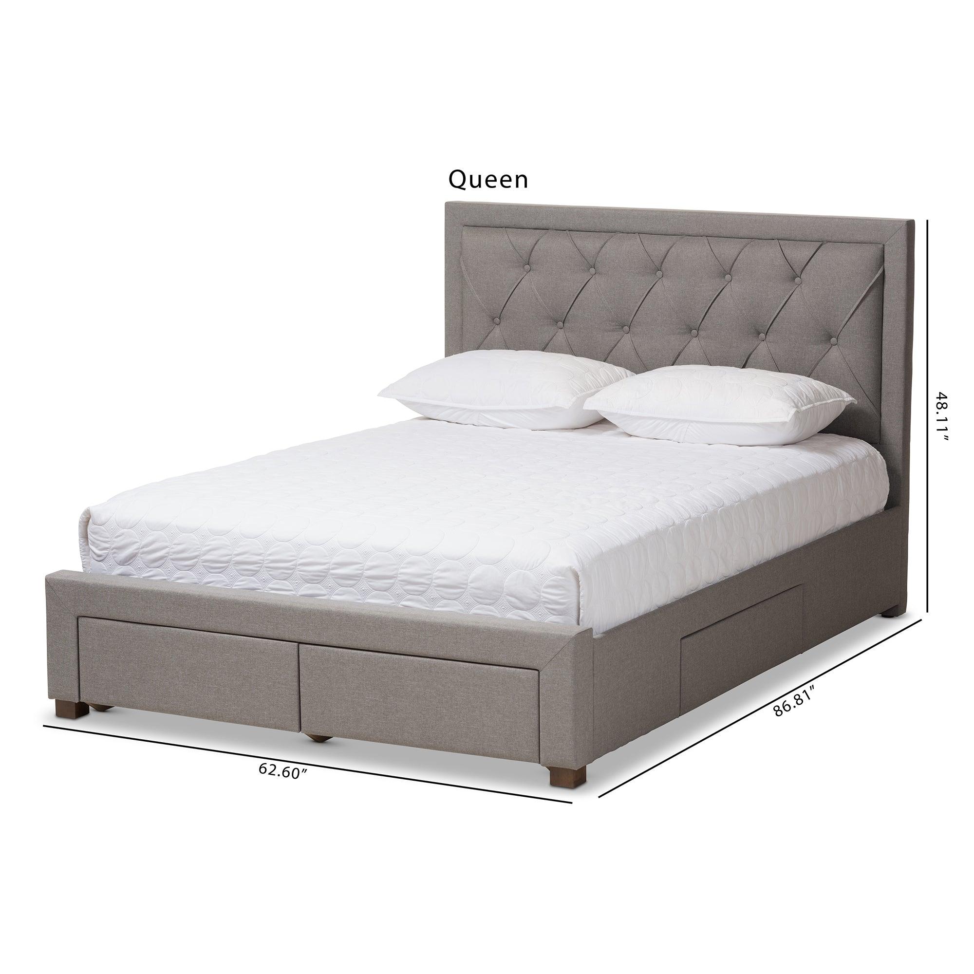 Aurelie Modern and Contemporary Light Fabric Upholstered Storage Bed