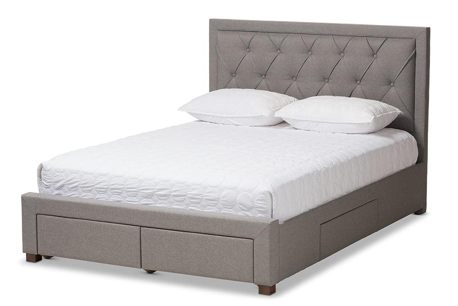 Aurelie Modern and Contemporary Light Fabric Upholstered Storage Bed