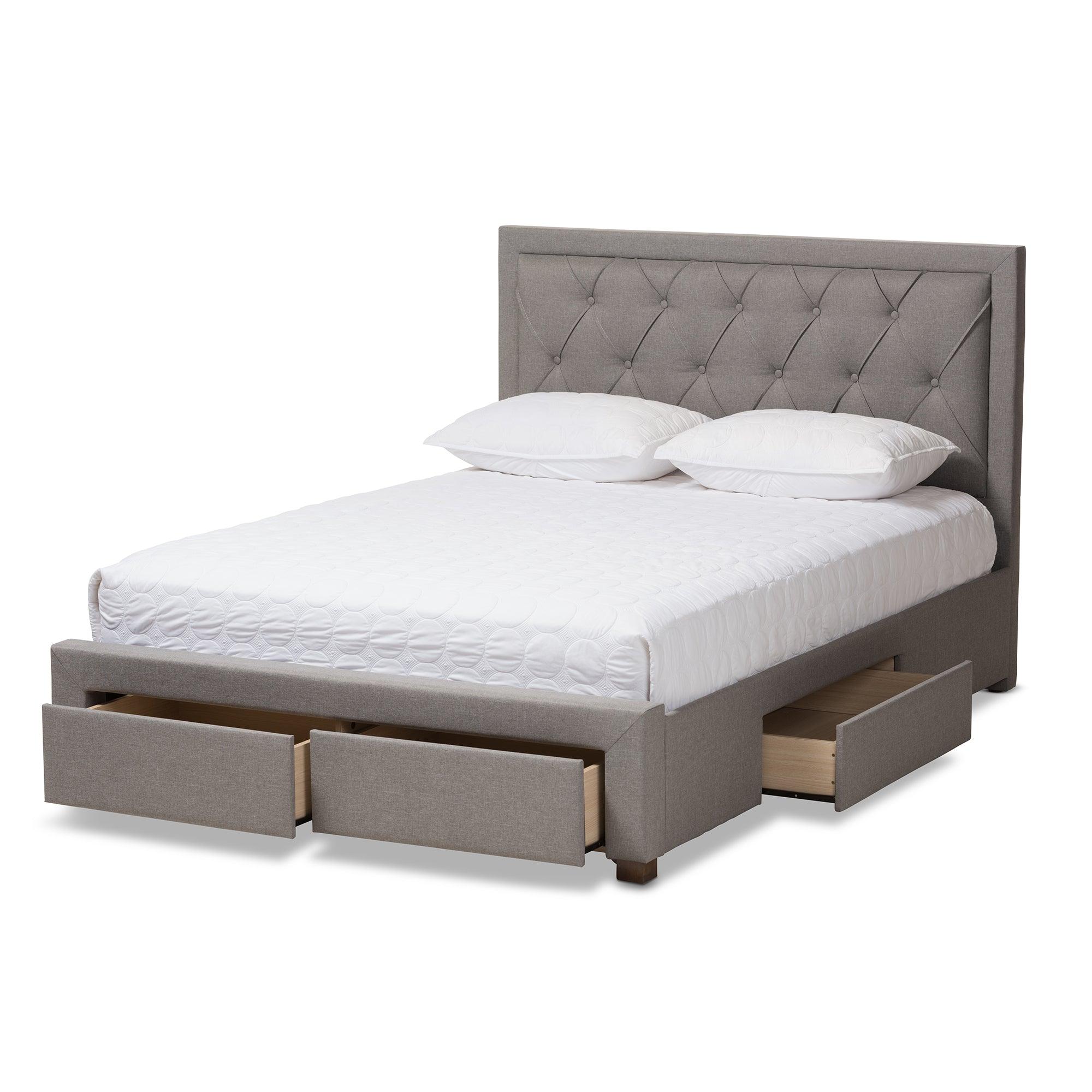 Aurelie Modern and Contemporary Light Fabric Upholstered Storage Bed