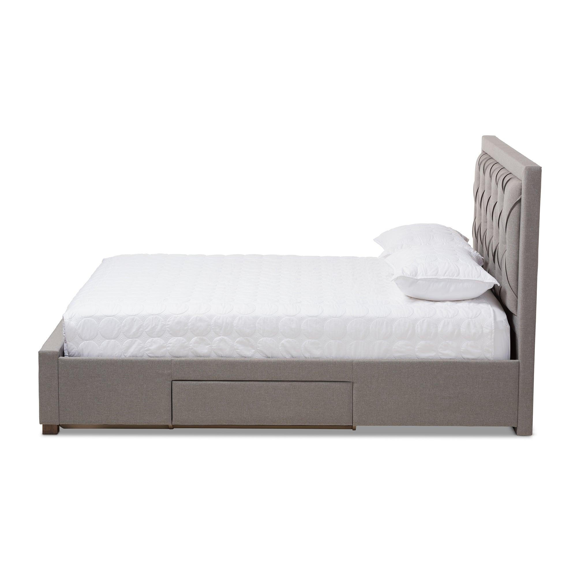 Aurelie Modern and Contemporary Light Fabric Upholstered Storage Bed