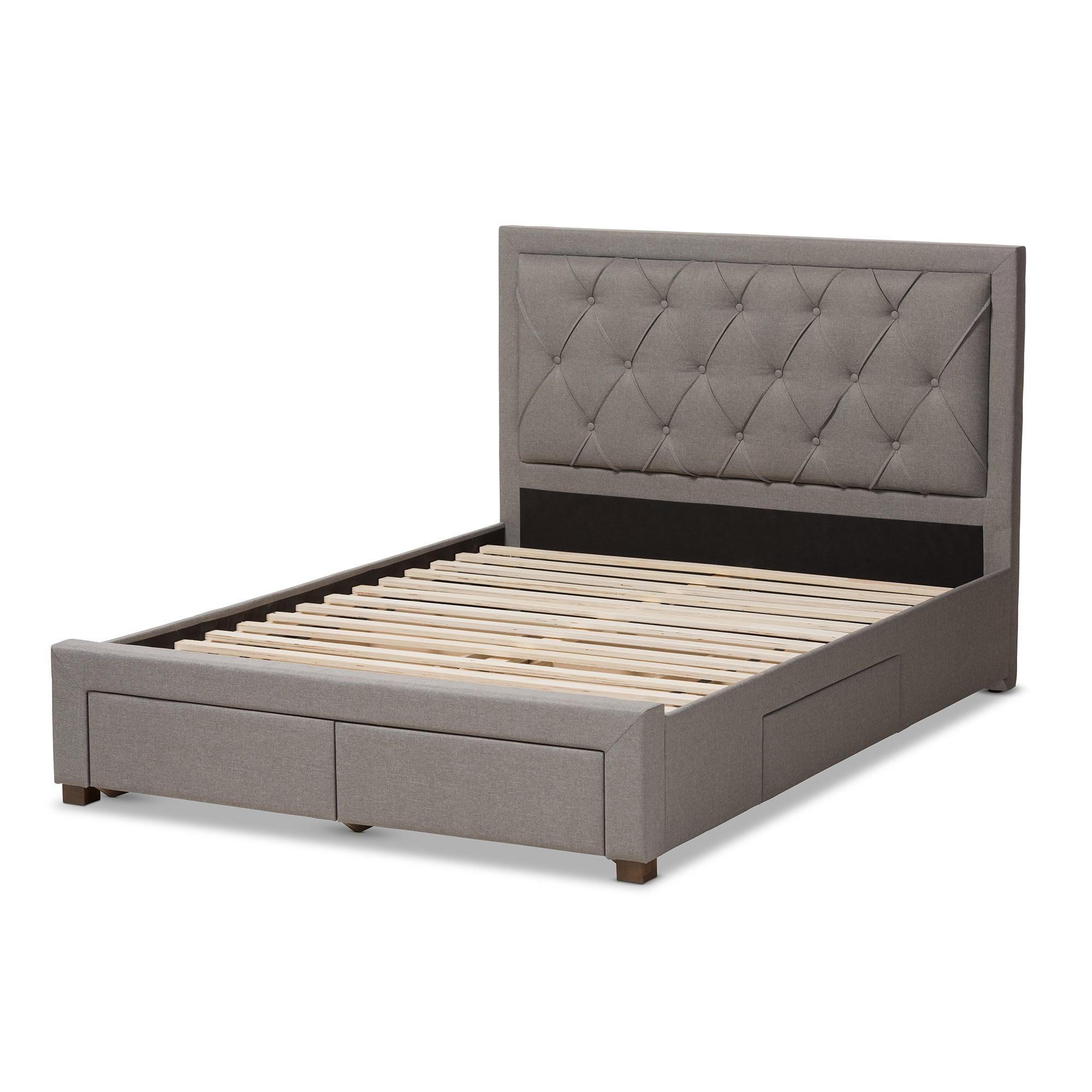 Aurelie Modern and Contemporary Light Fabric Upholstered Storage Bed