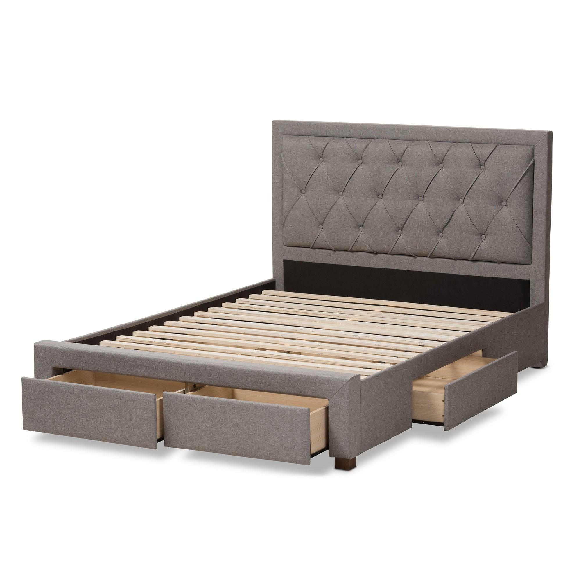 Aurelie Modern and Contemporary Light Fabric Upholstered Storage Bed