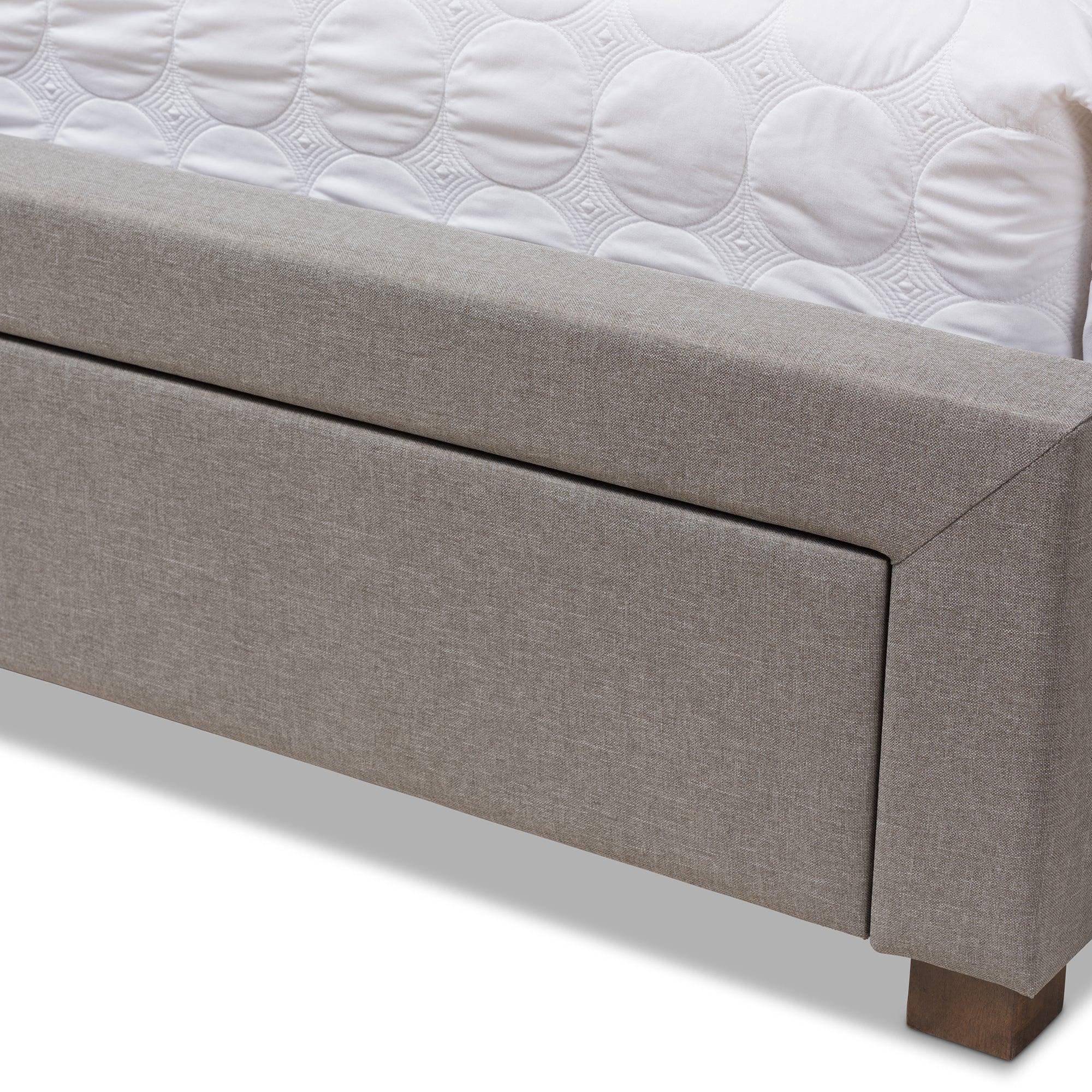 Aurelie Modern and Contemporary Light Fabric Upholstered Storage Bed