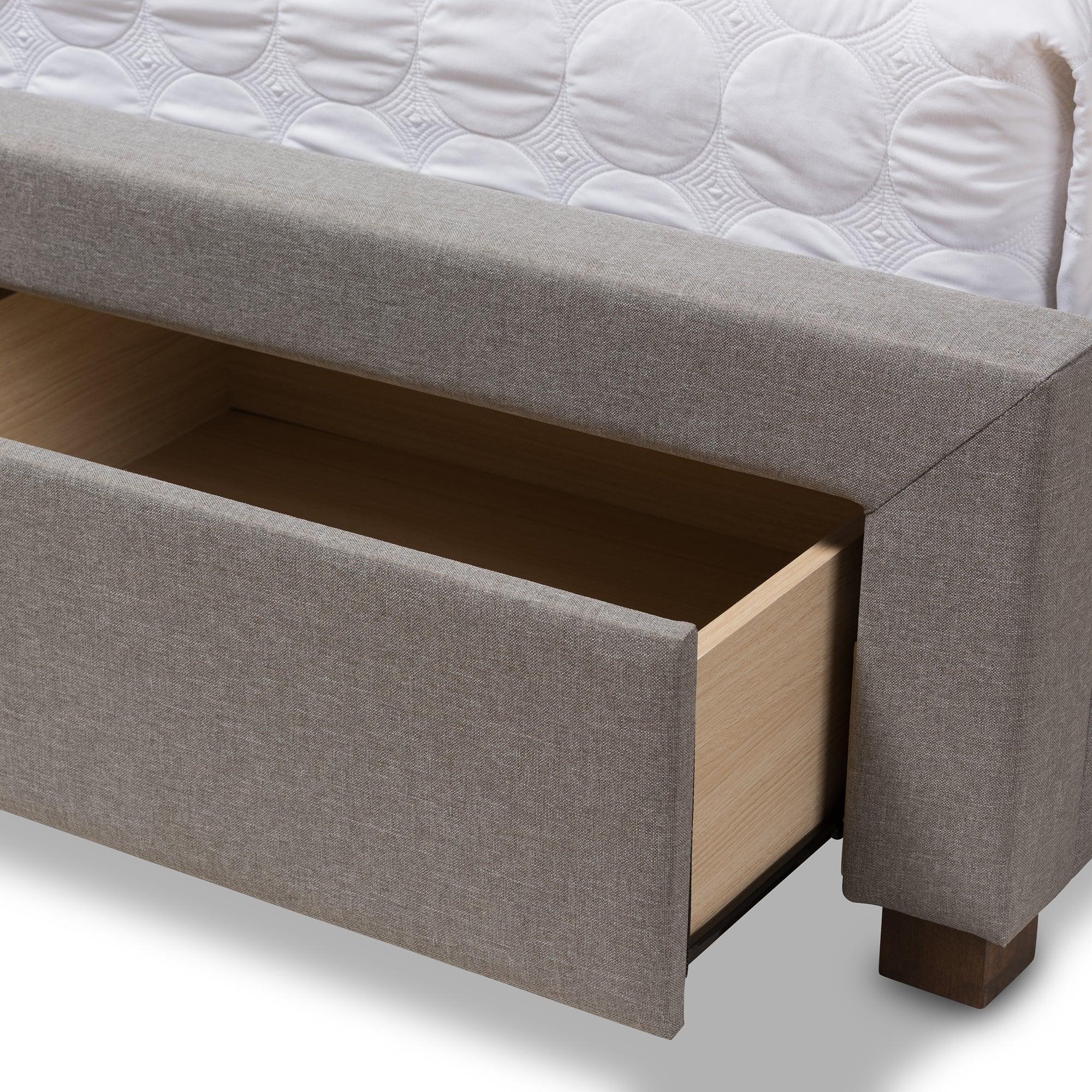 Aurelie Modern and Contemporary Light Fabric Upholstered Storage Bed