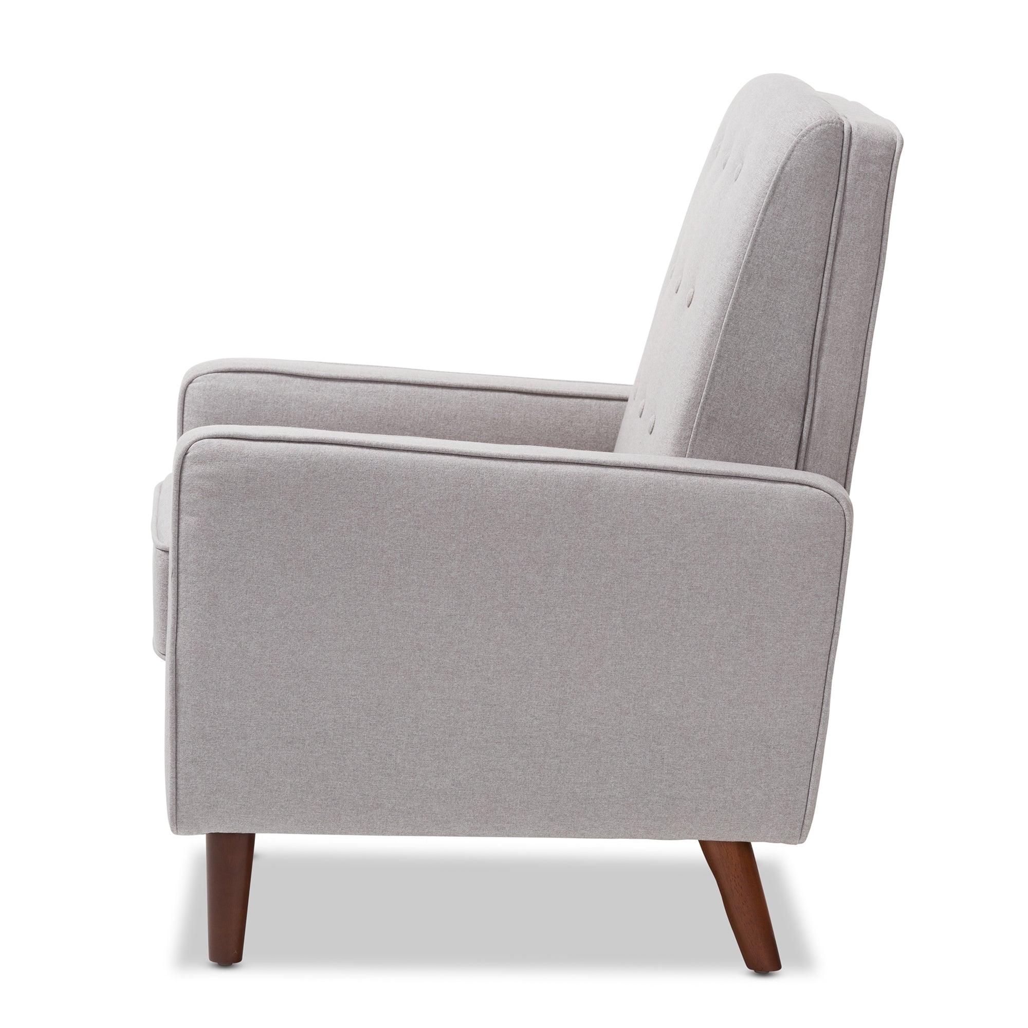 Mathias Mid-century Modern Light Fabric Upholstered Lounge Chair