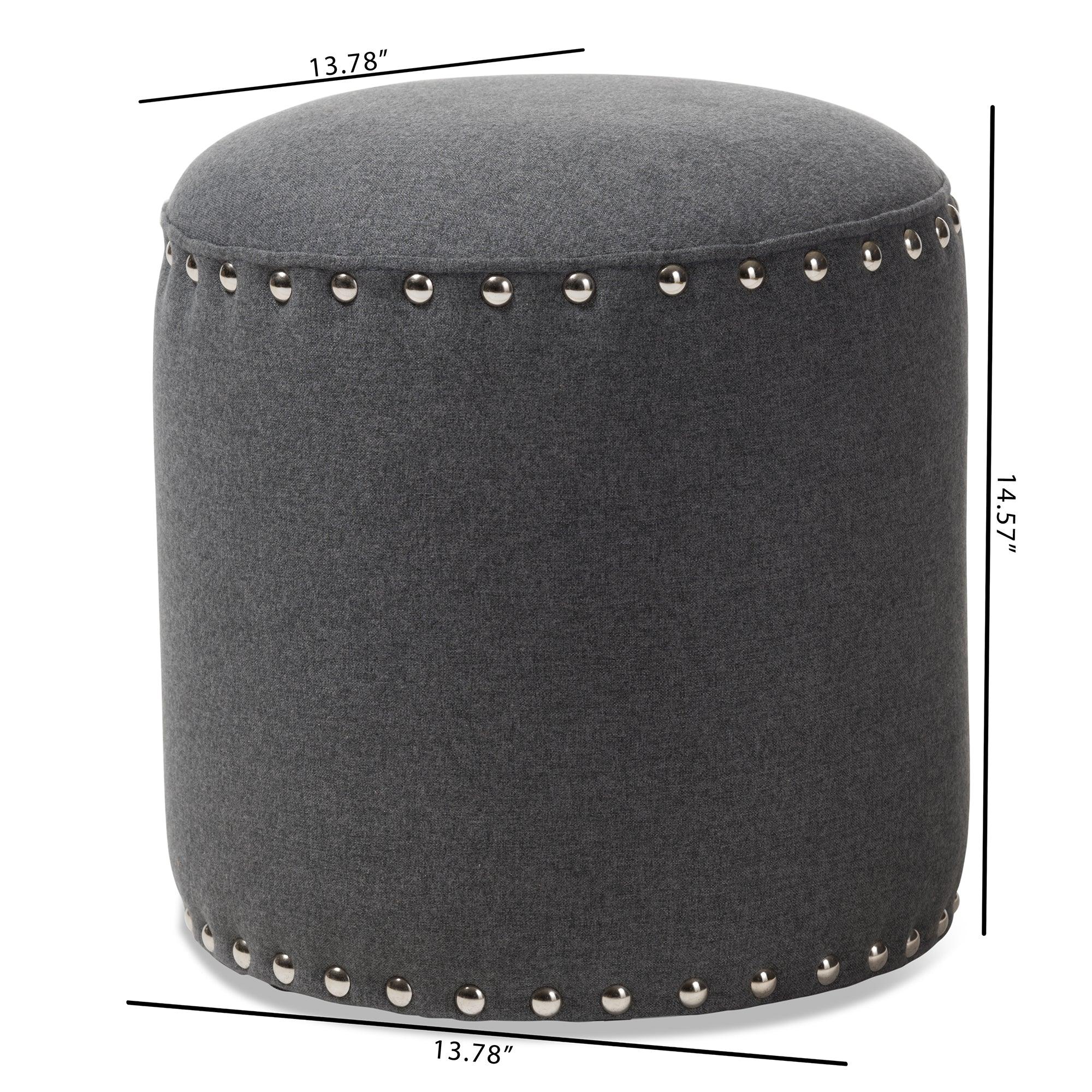 Rosine Modern and Contemporary Dark Fabric Upholstered Nail Trim Ottoman