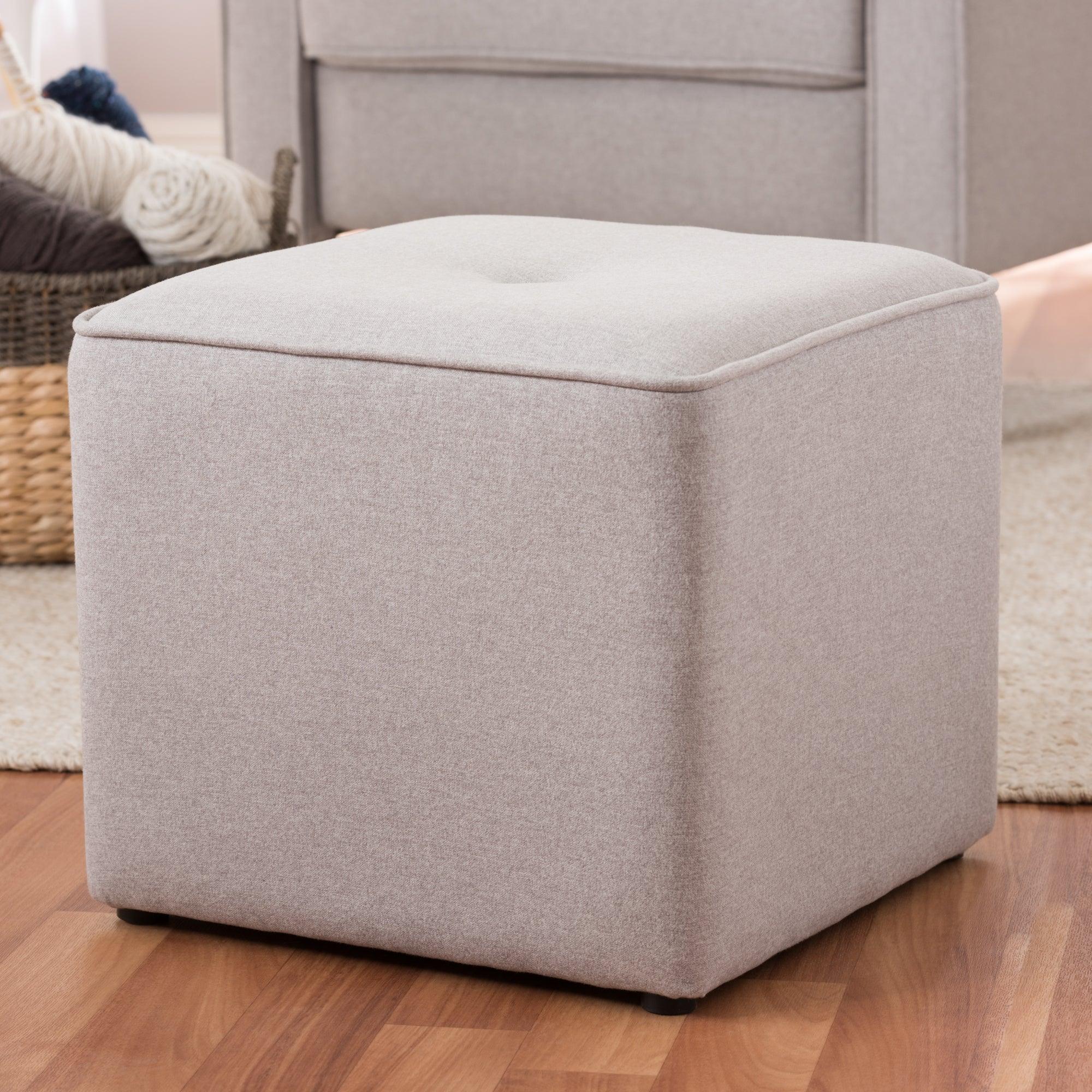 Corinne Modern and Contemporary Light Fabric Upholstered Ottoman