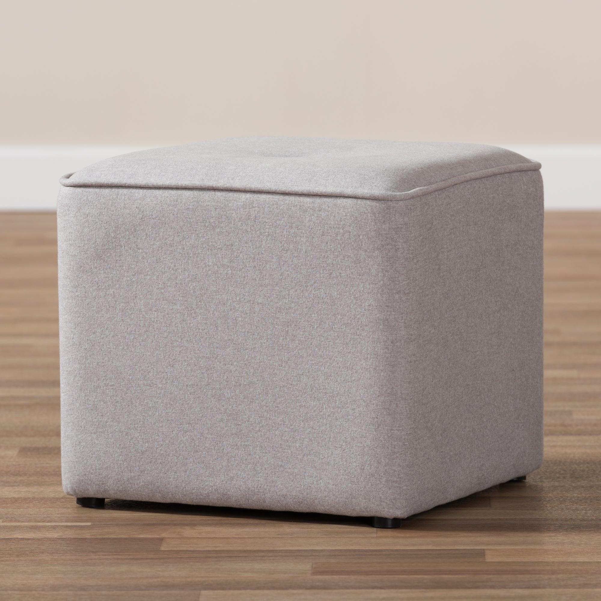 Corinne Modern and Contemporary Light Fabric Upholstered Ottoman