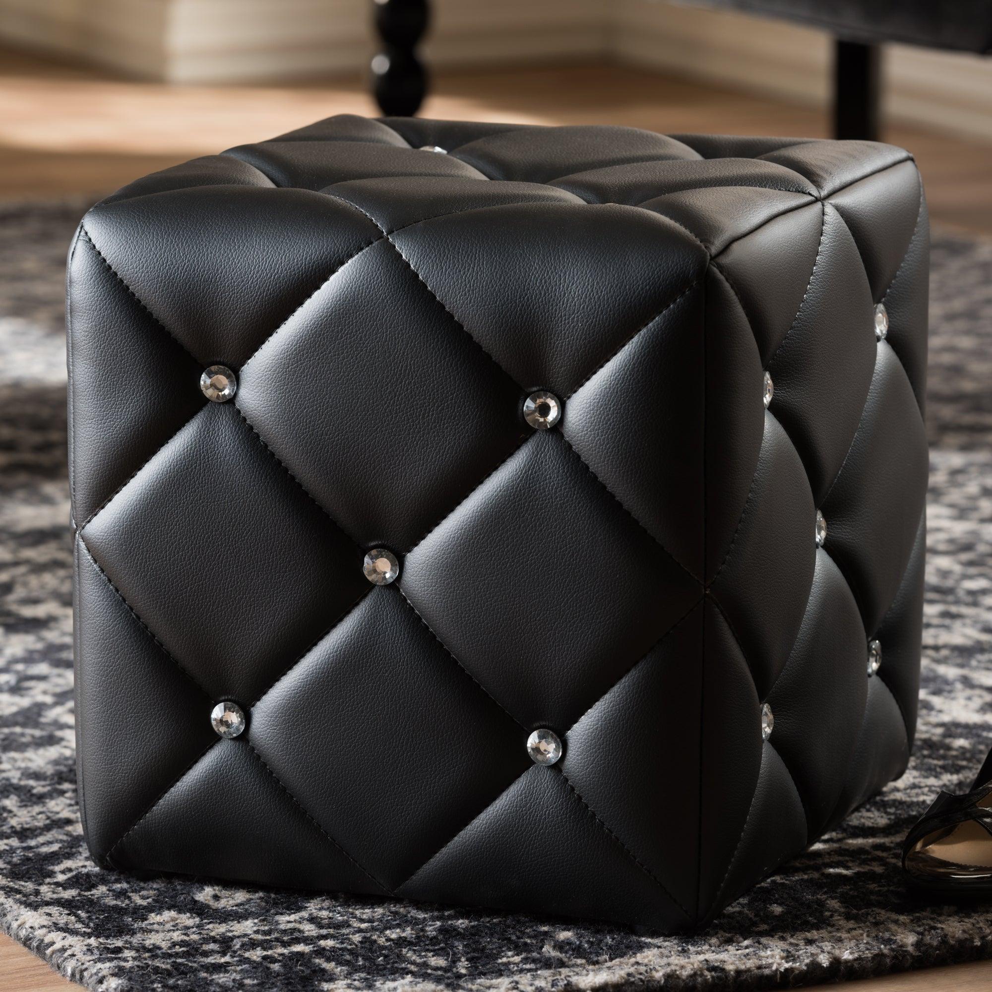 Stacey Modern and Contemporary Faux Leather Upholstered Ottoman