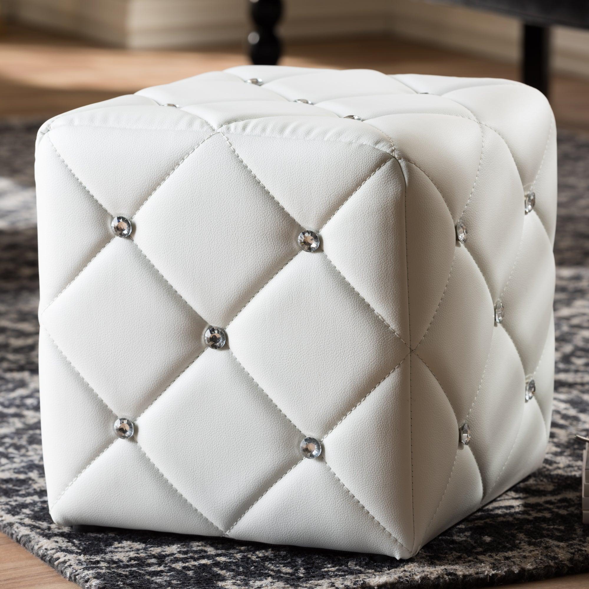 Stacey Modern and Contemporary Faux Leather Upholstered Ottoman