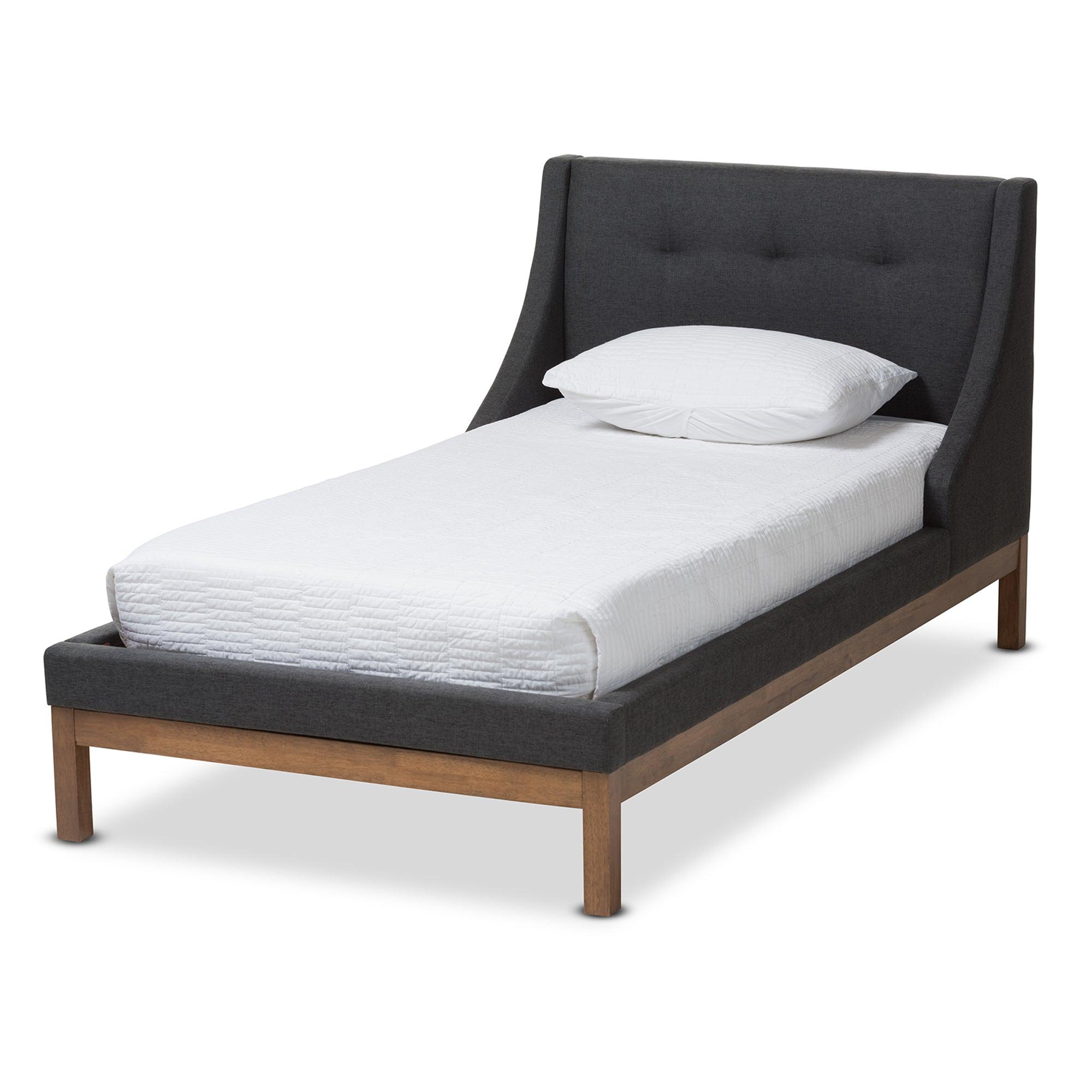 Louvain Modern and Contemporary Dark Fabric Upholstered -Finished d Platform Bed