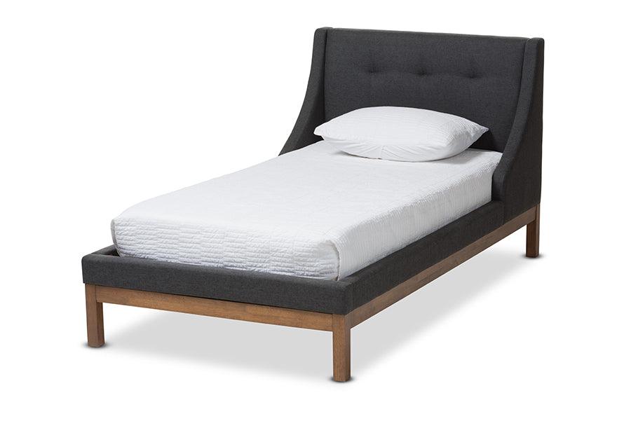 Louvain Modern and Contemporary Dark Fabric Upholstered -Finished d Platform Bed